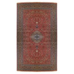 Isfahan Handgeknüpfter Teppich aus neuseeländischer Wolle in Rose und Taupe mit Medaillon in Palace Size