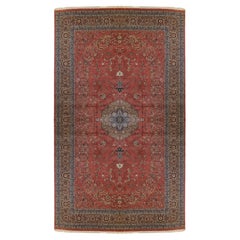 Isfahan Hand-Knotted New Zealand Wool Rose and Taupe Palace Size Medallion Rug