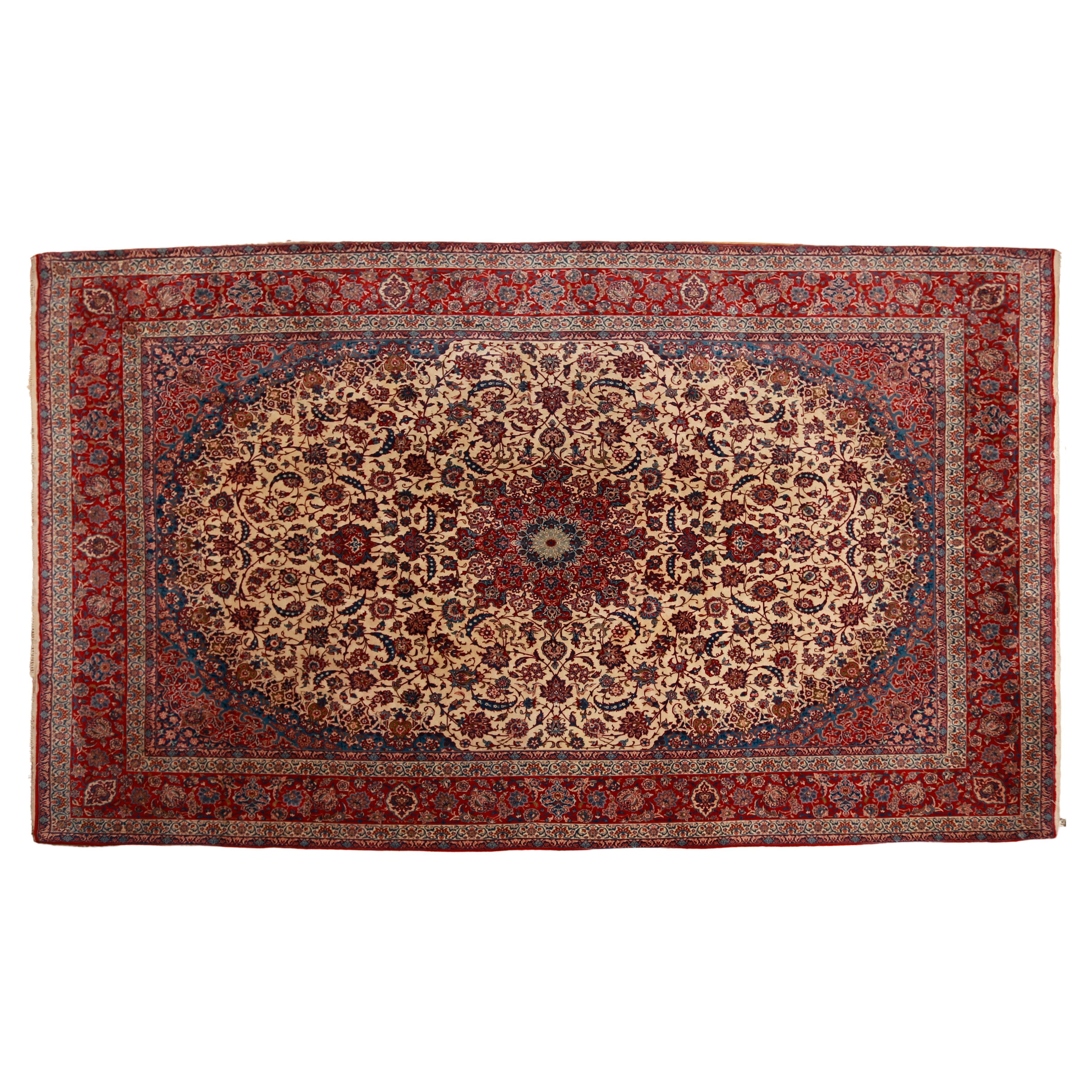 Isfahan Persian carpet 400 X 260 cm million knots per m2 For Sale