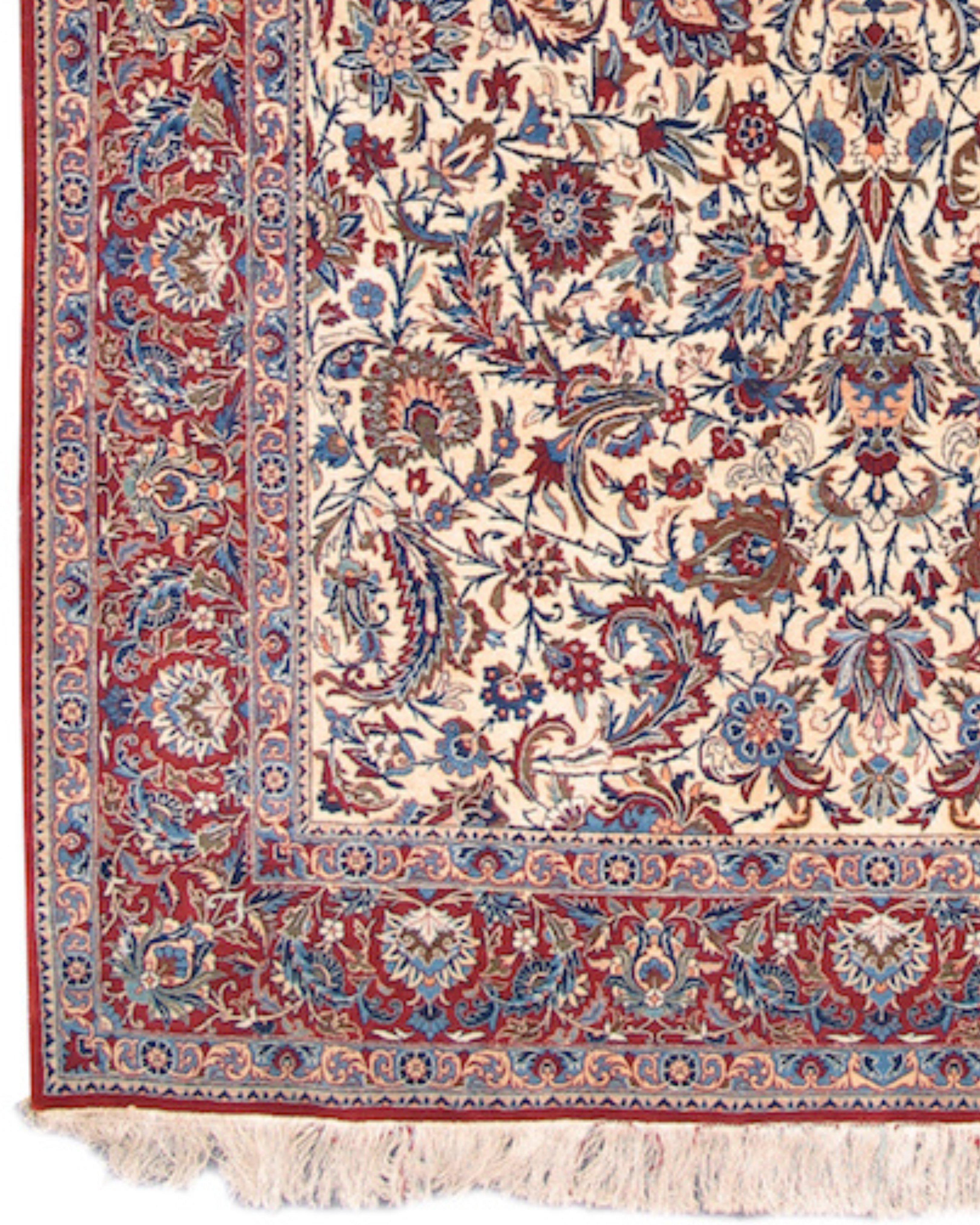 Hand-Woven Persian Silk Isfahan Rug, Mid-20th Century For Sale
