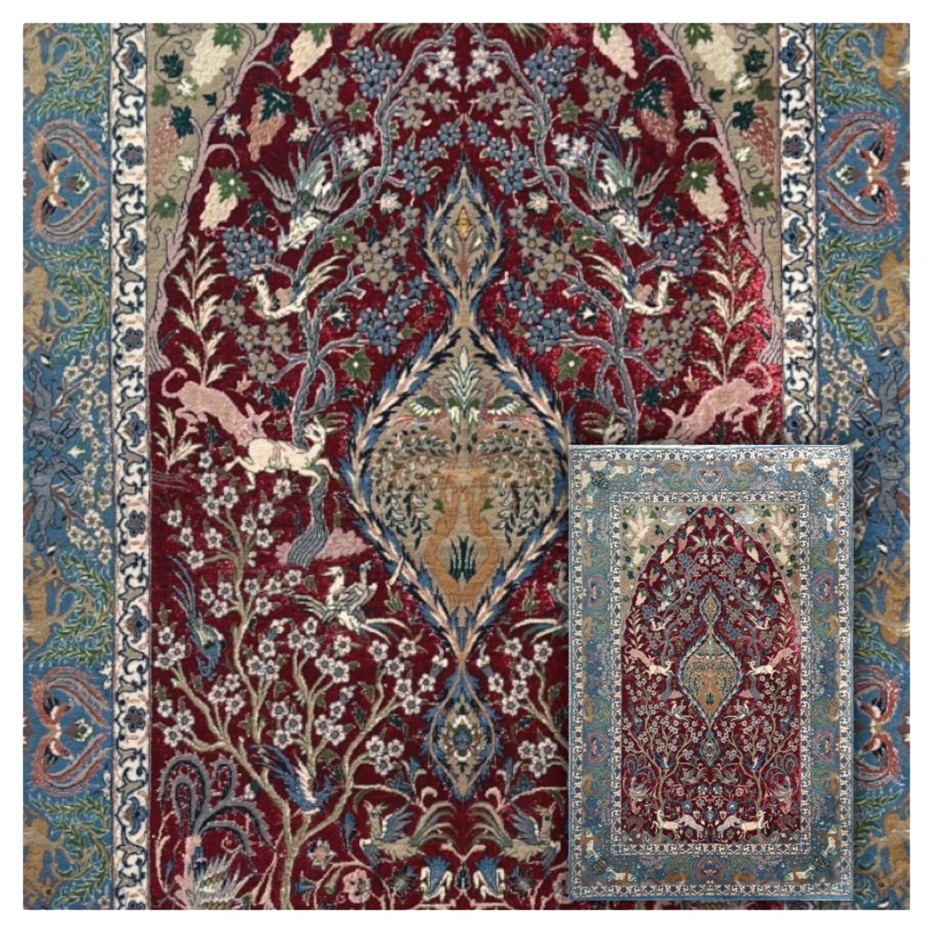 "Isfahan Wool and Silk Carpet" For Sale