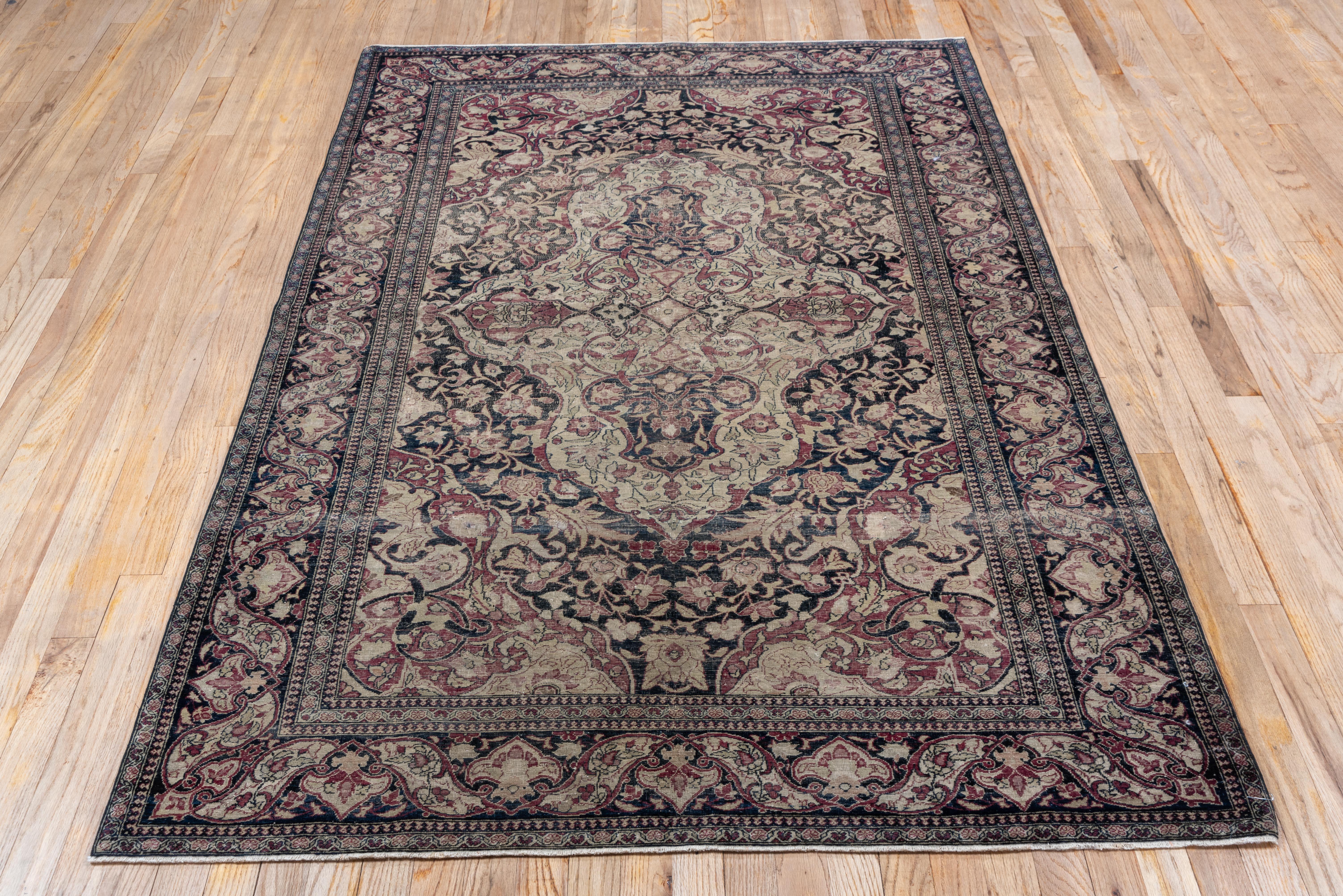 Isfhahan Antique Rug in Olive Purple Haze For Sale 1