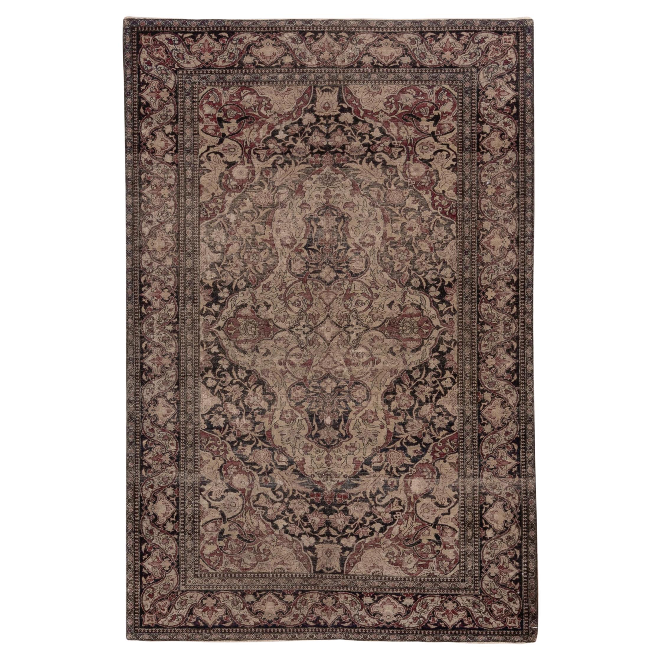 Isfhahan Antique Rug in Olive Purple Haze For Sale