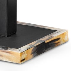 Alma Floor Lamp in Black Leather with Inlays in Corno Italiano, Mod. 2310