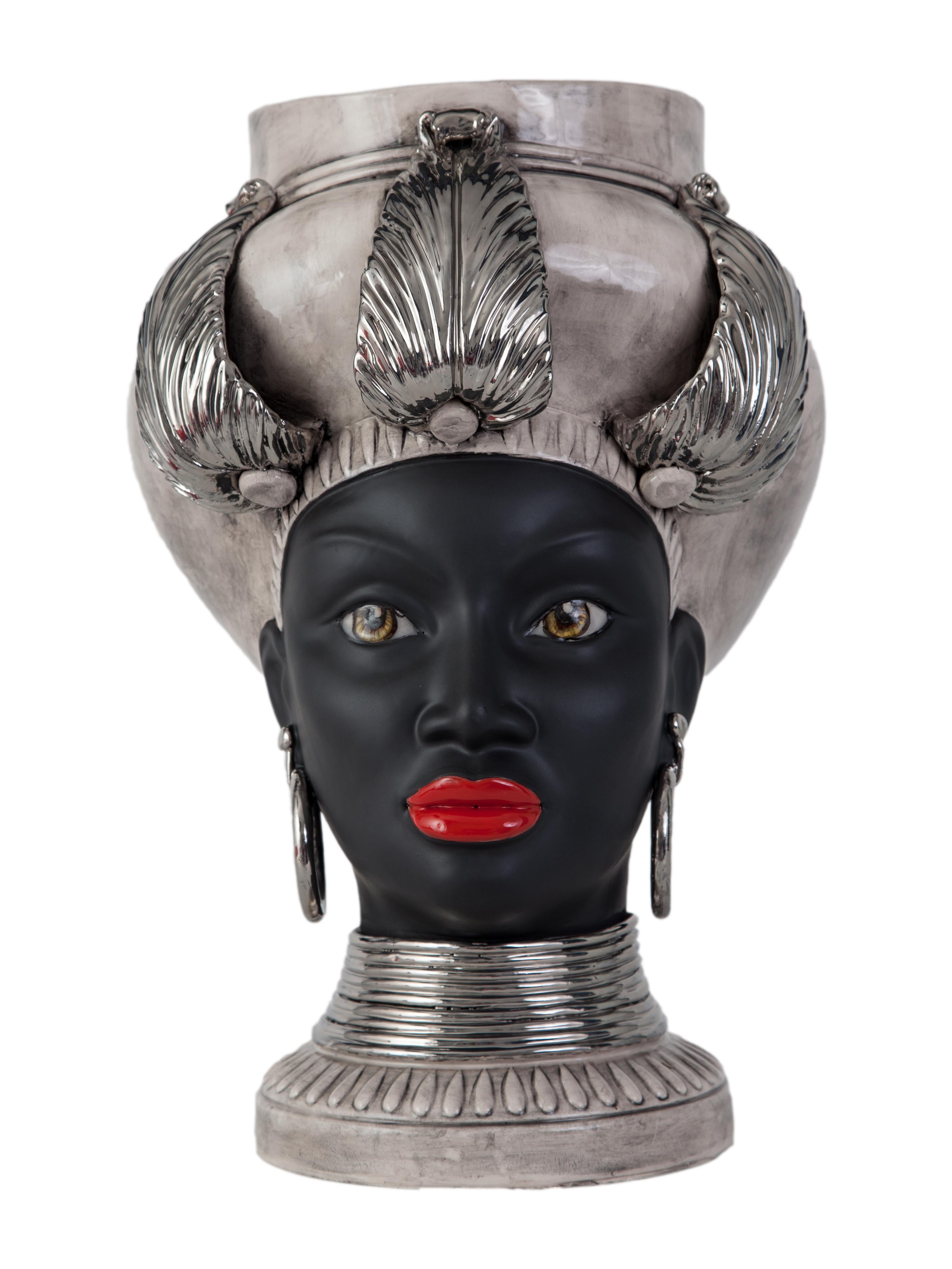 ISIDE I19, Woman's Moorish Head, Handmade in Sicily, 2021, Golden, Size L For Sale 12