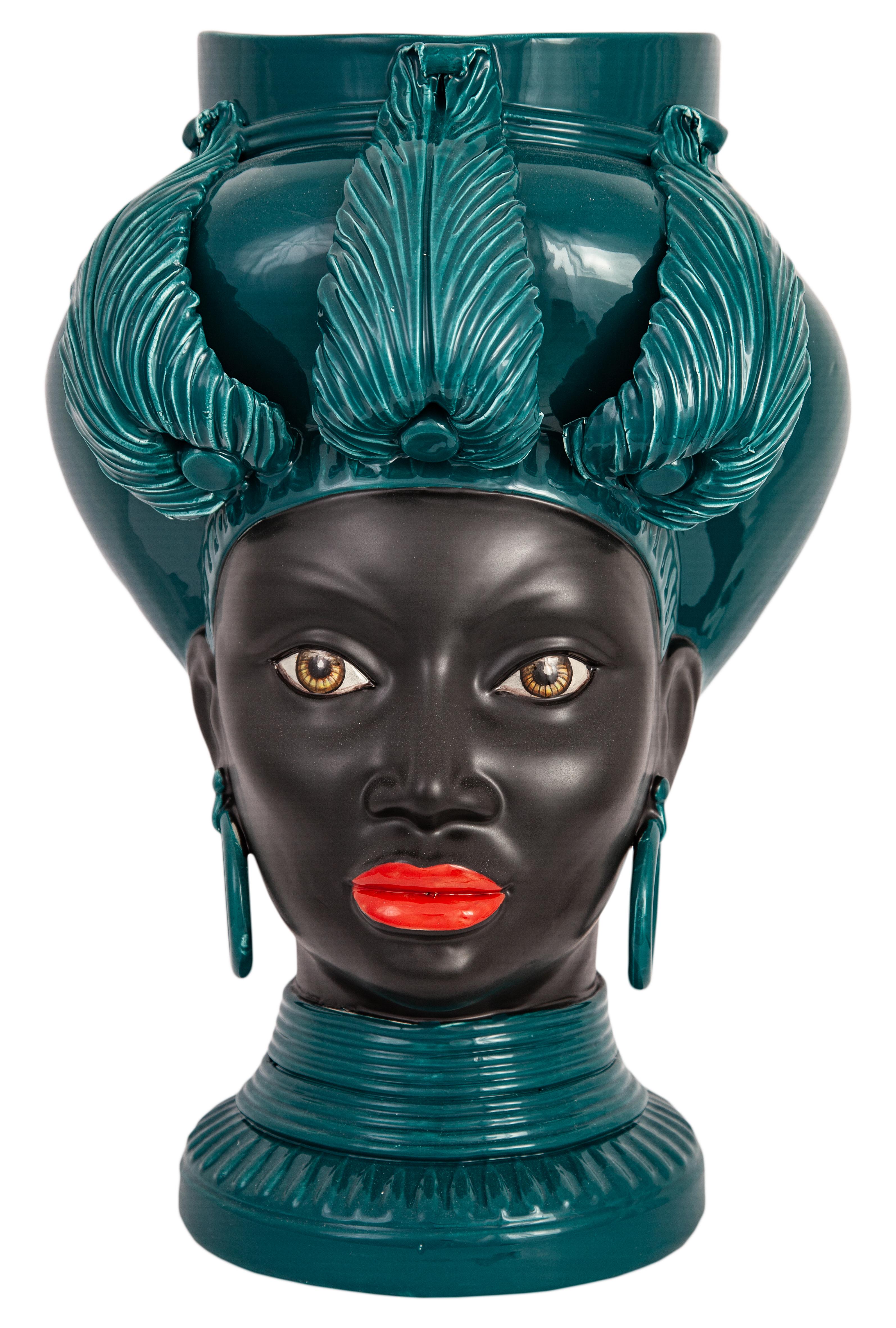 Iside I19, Woman's Moorish Head, Handmade in Sicily, 2021, Golden, Size S For Sale 10