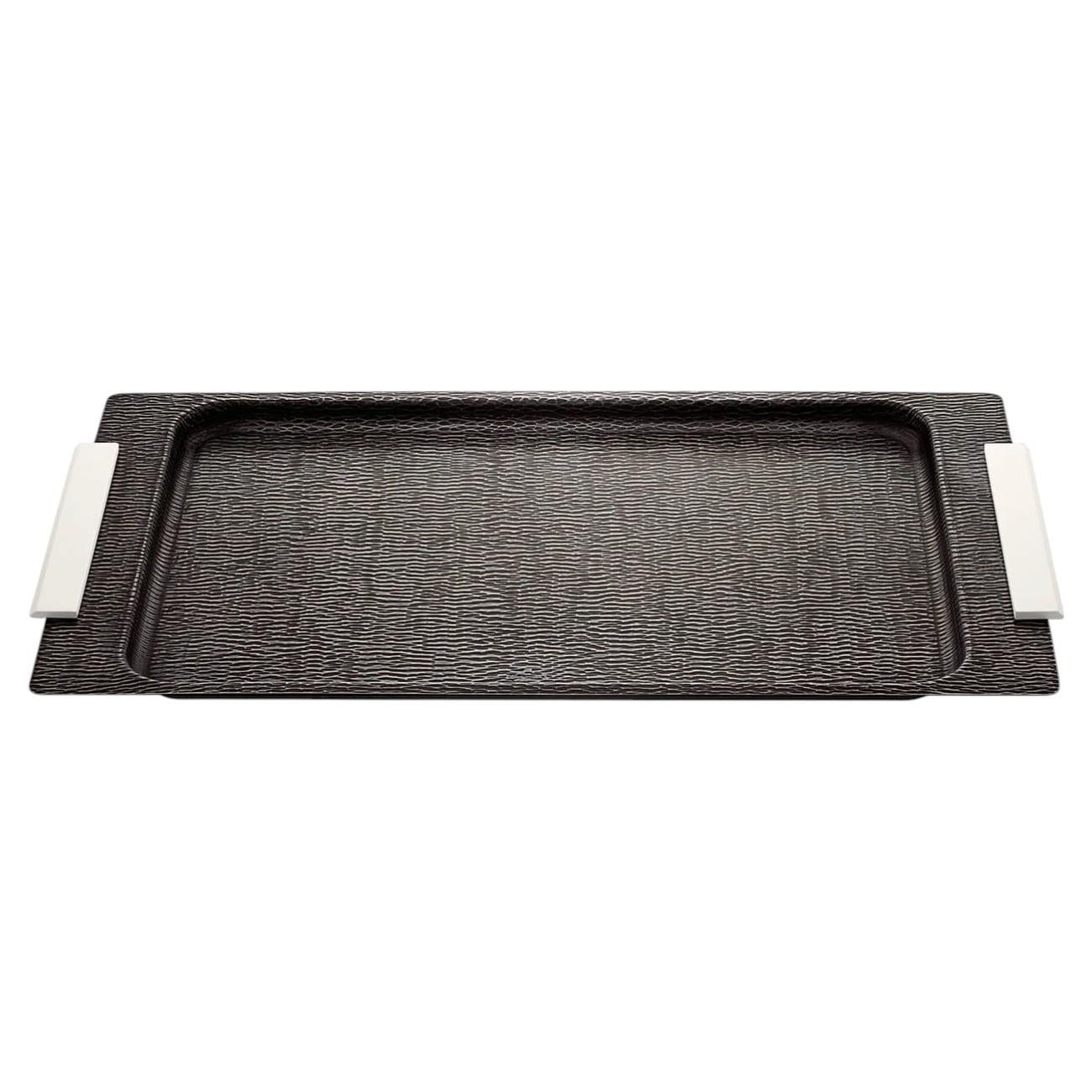 Iside Rectangular Bronze Tray with Handles For Sale