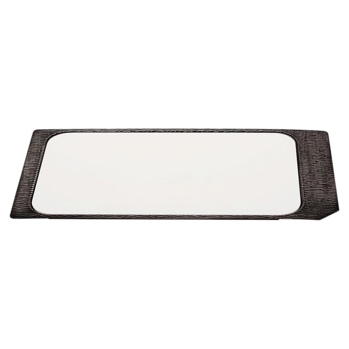 Iside Rectangular White Bronze Tray For Sale