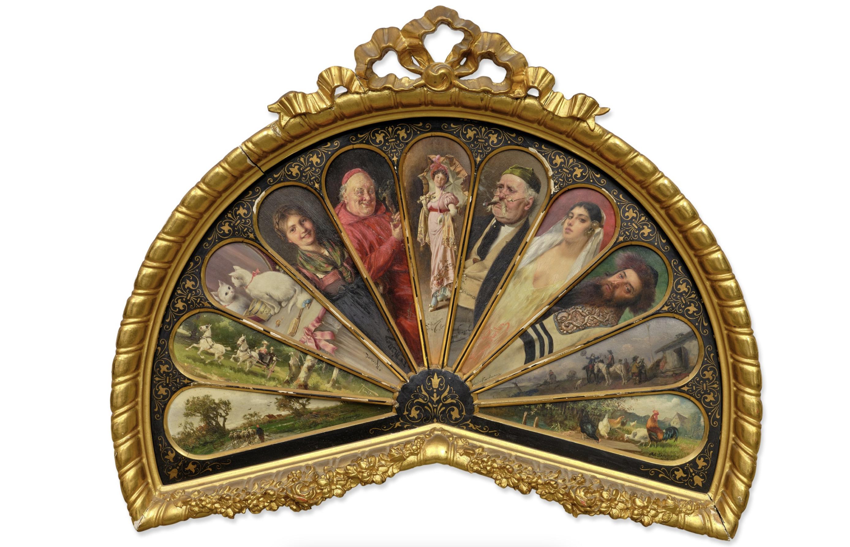 Un tesoro raro e importante: 11 pannelli di pittura a olio con una Majestic forma a ventaglio

Firmato da importanti artisti austriaci del 19° secolo, tra cui Isidor Kaufmann

Questo raro e importante assemblaggio di 11 pannelli di dipinti a olio