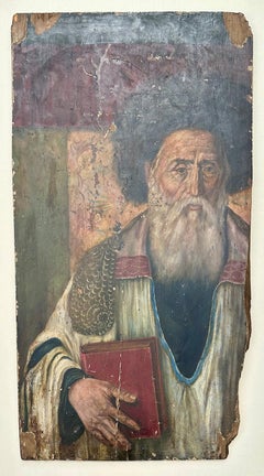 Siglo XIX Retrato al óleo de un rabino húngaro