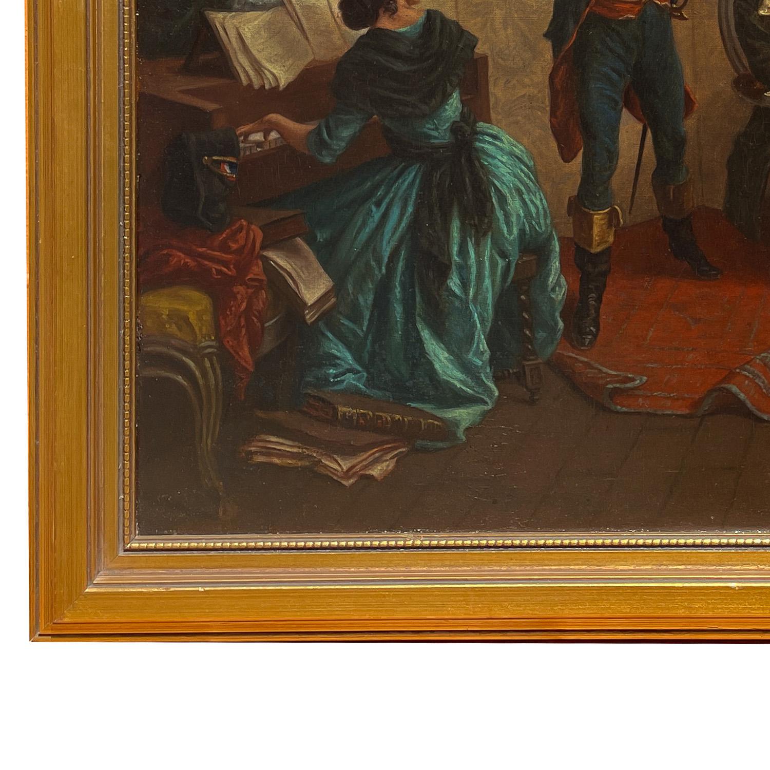 Antique French Óleo Claude Rouget de LiIsle Cantando 