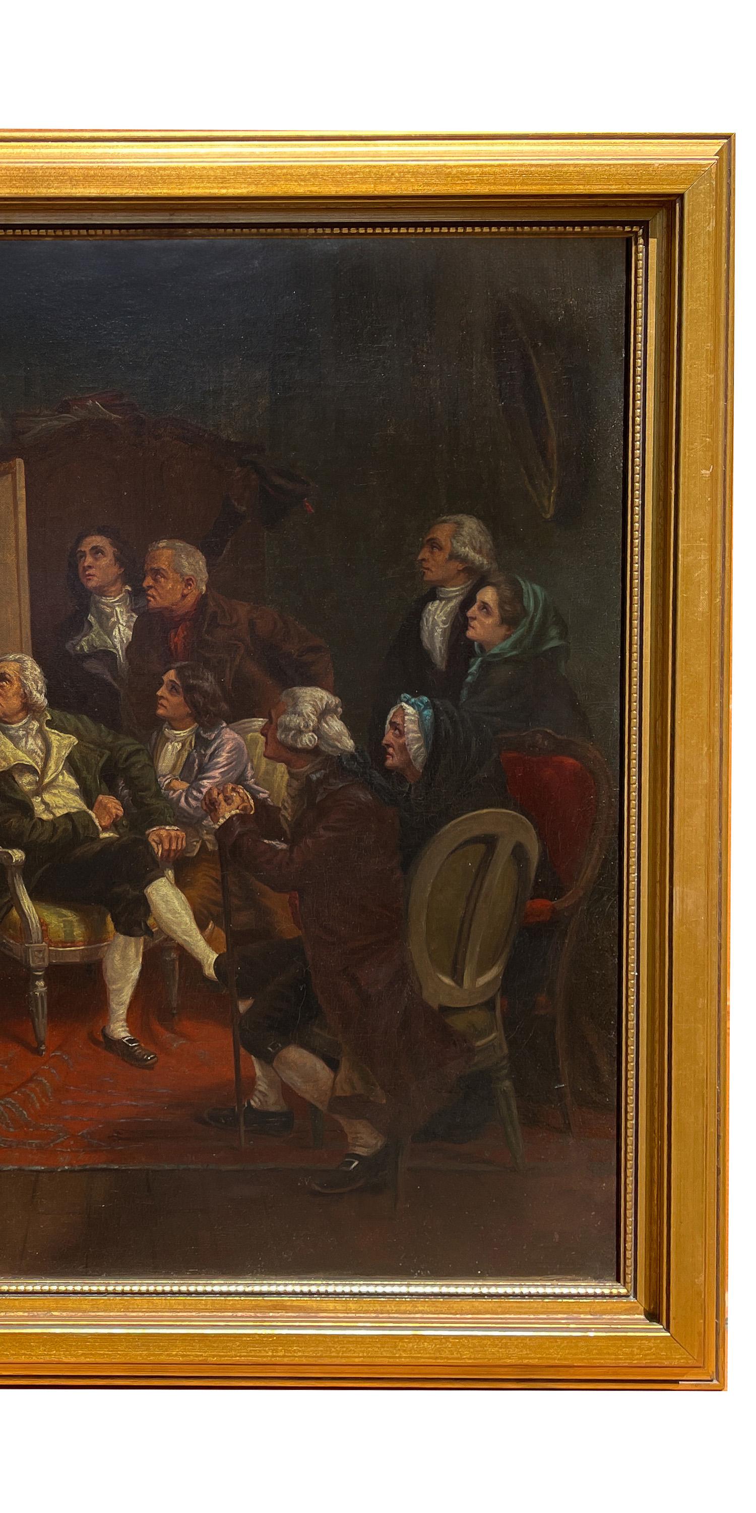 Antique French Óleo Claude Rouget de LiIsle Cantando 