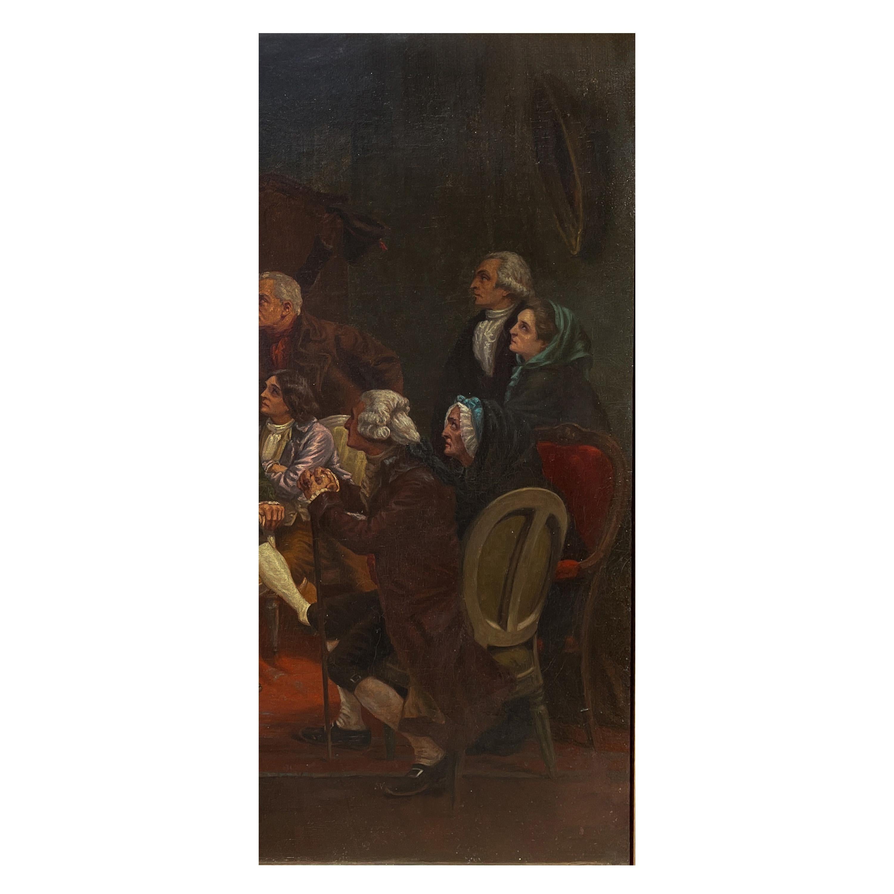 Antique French Óleo Claude Rouget de LiIsle Cantando 
