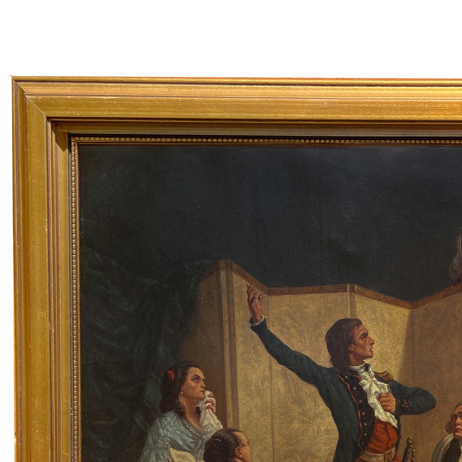 Antique French Óleo Claude Rouget de LiIsle Cantando 