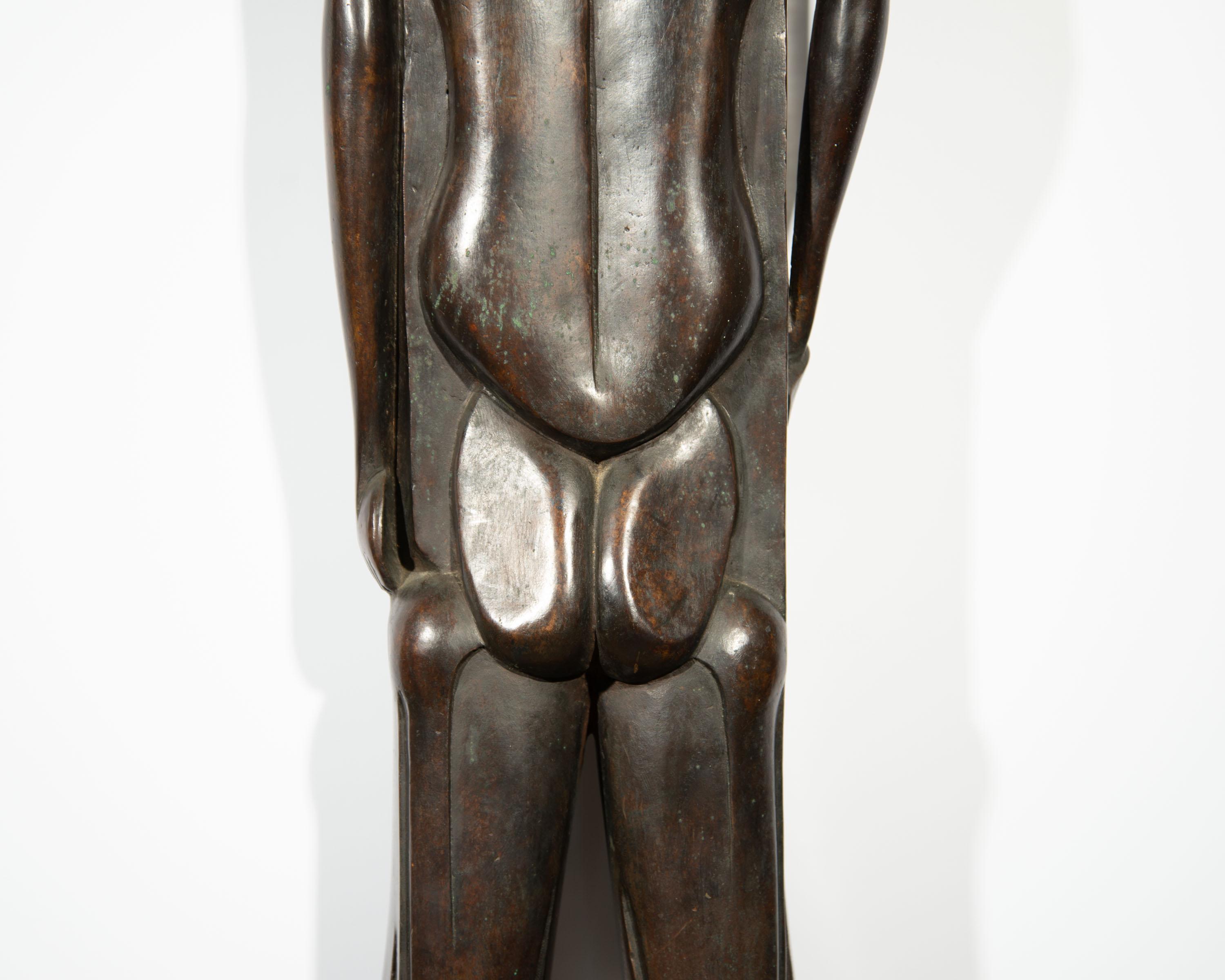 Isidore Grossman, signierte 1955 Fegele-Bronze-Skulptur einer Figur im Angebot 5