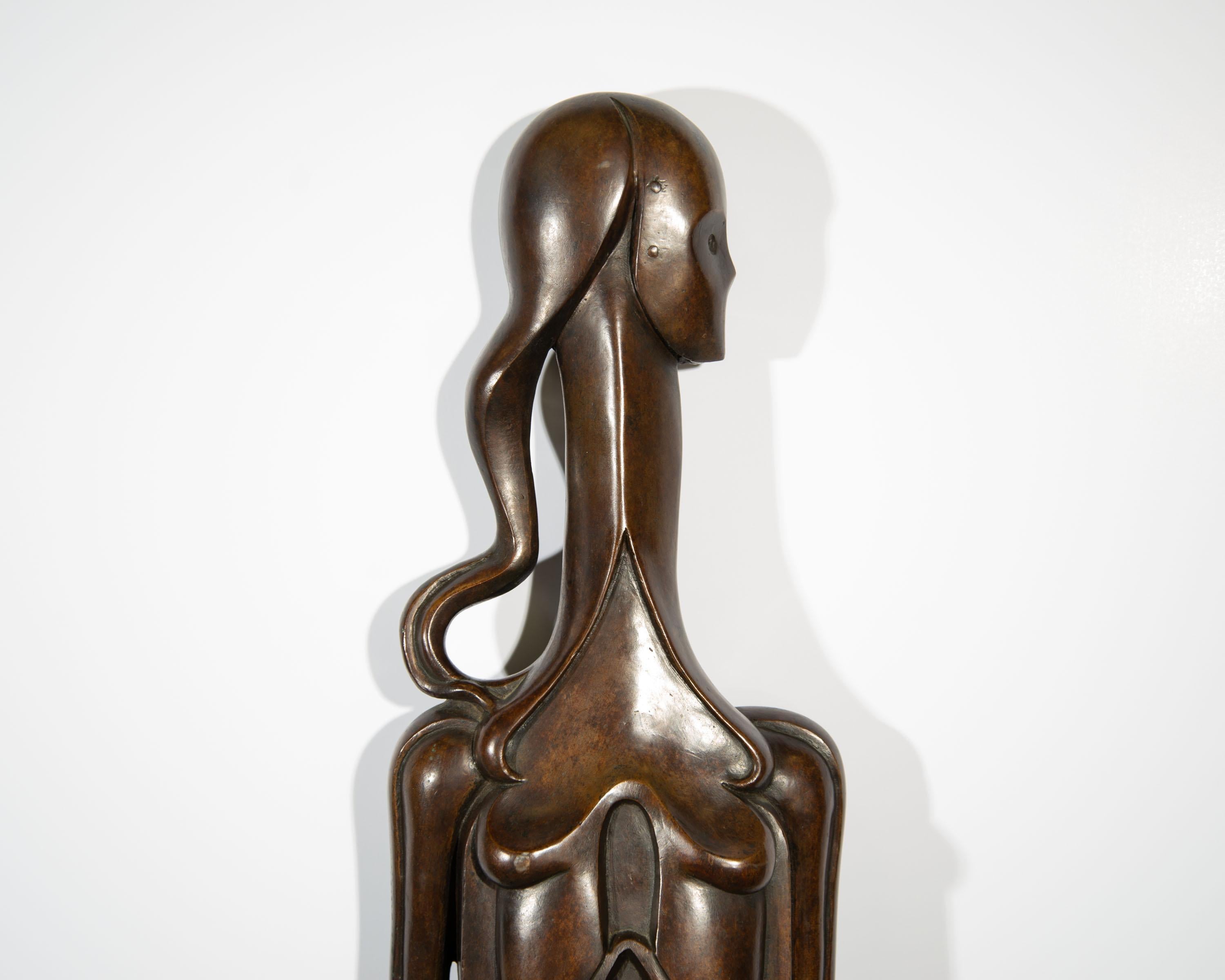 Isidore Grossman, signierte 1955 Fegele-Bronze-Skulptur einer Figur im Angebot 3