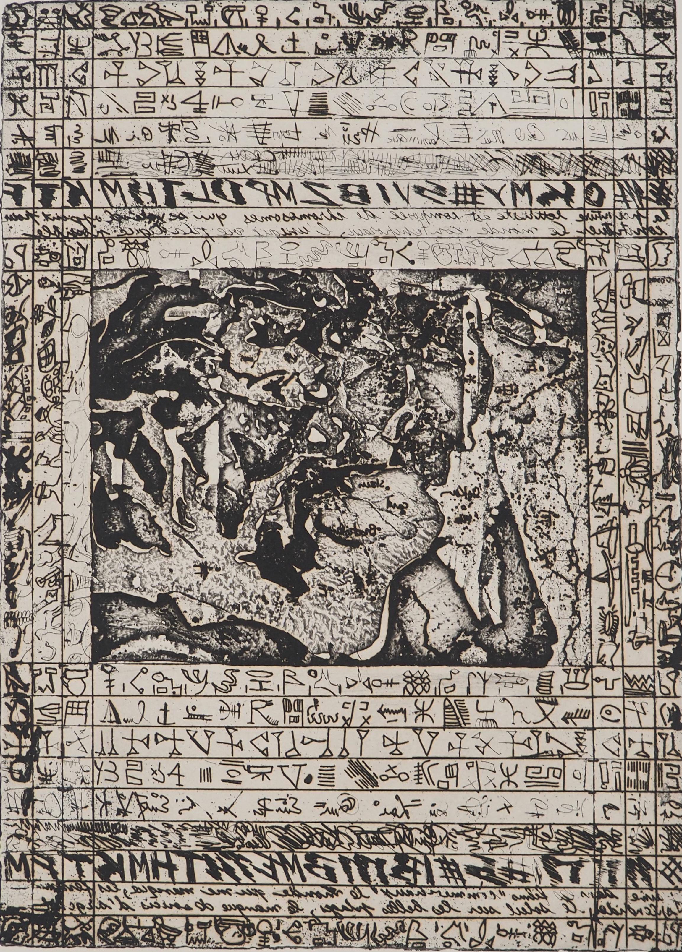 Lettrismo: Codice dell'ignoto - Acquaforte originale, firmata e numerata /20 - Print di Isidore ISOU 