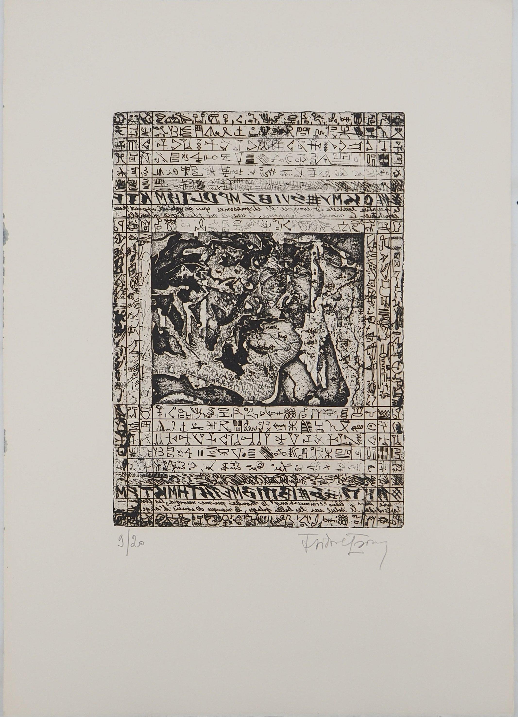 Abstract Print di Isidore ISOU  - Lettrismo: Codice dell'ignoto - Acquaforte originale, firmata e numerata /20