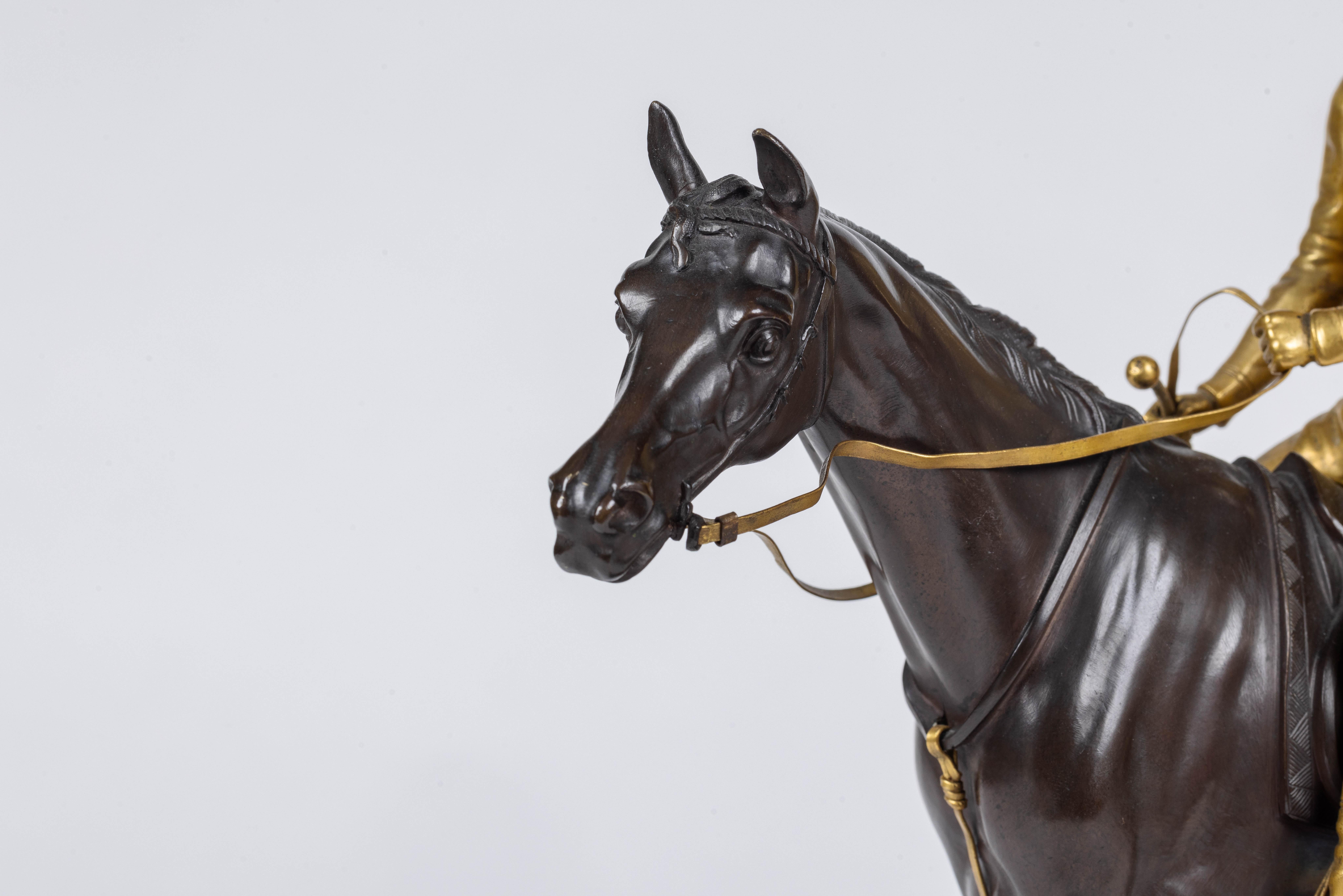 Jockey rare en bronze doré et patiné sur cheval d'Isidore-Jules Bonheur en vente 4