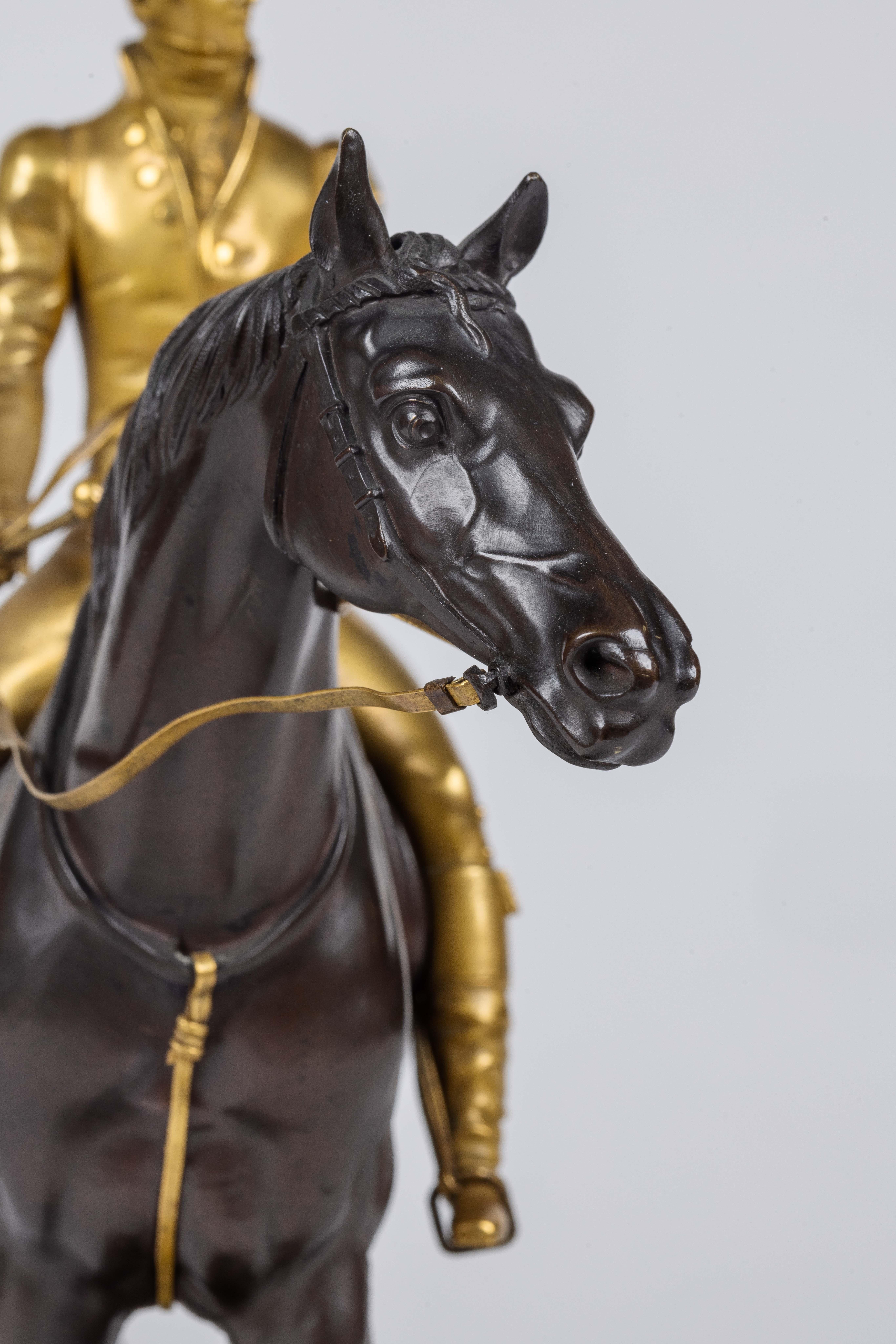 Isidore-Jules Bonheur, A Rare Gilt and Patinated Bronze Jockey on A Horse For Sale 6