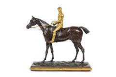 A Rare Gilt and Patinated Bronze Jockey on A Horse, circa 1875