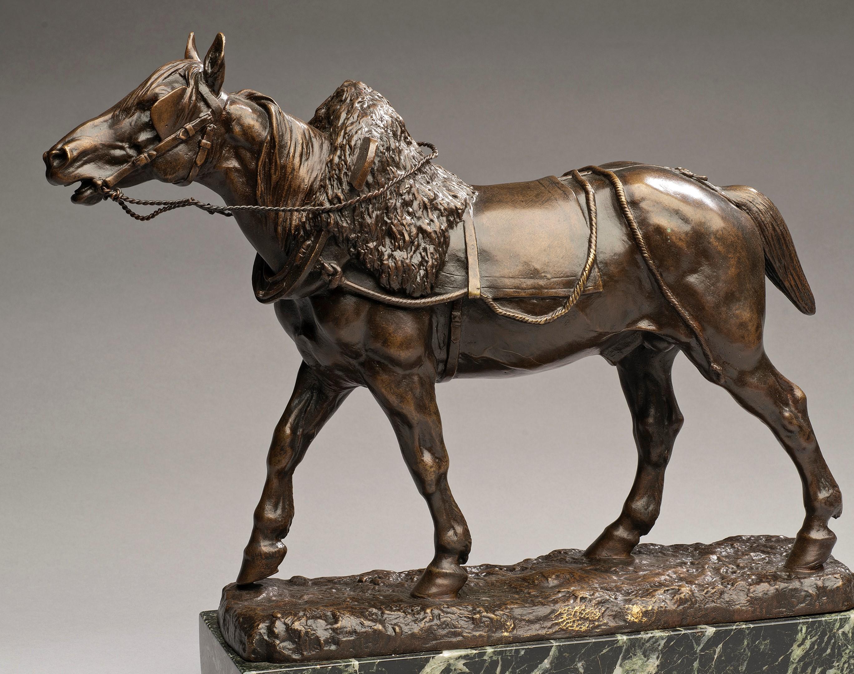 Antique Bronze Portrait Draft Horse by Isidore Jules Bonheur (France, 1827-1901) For Sale 1
