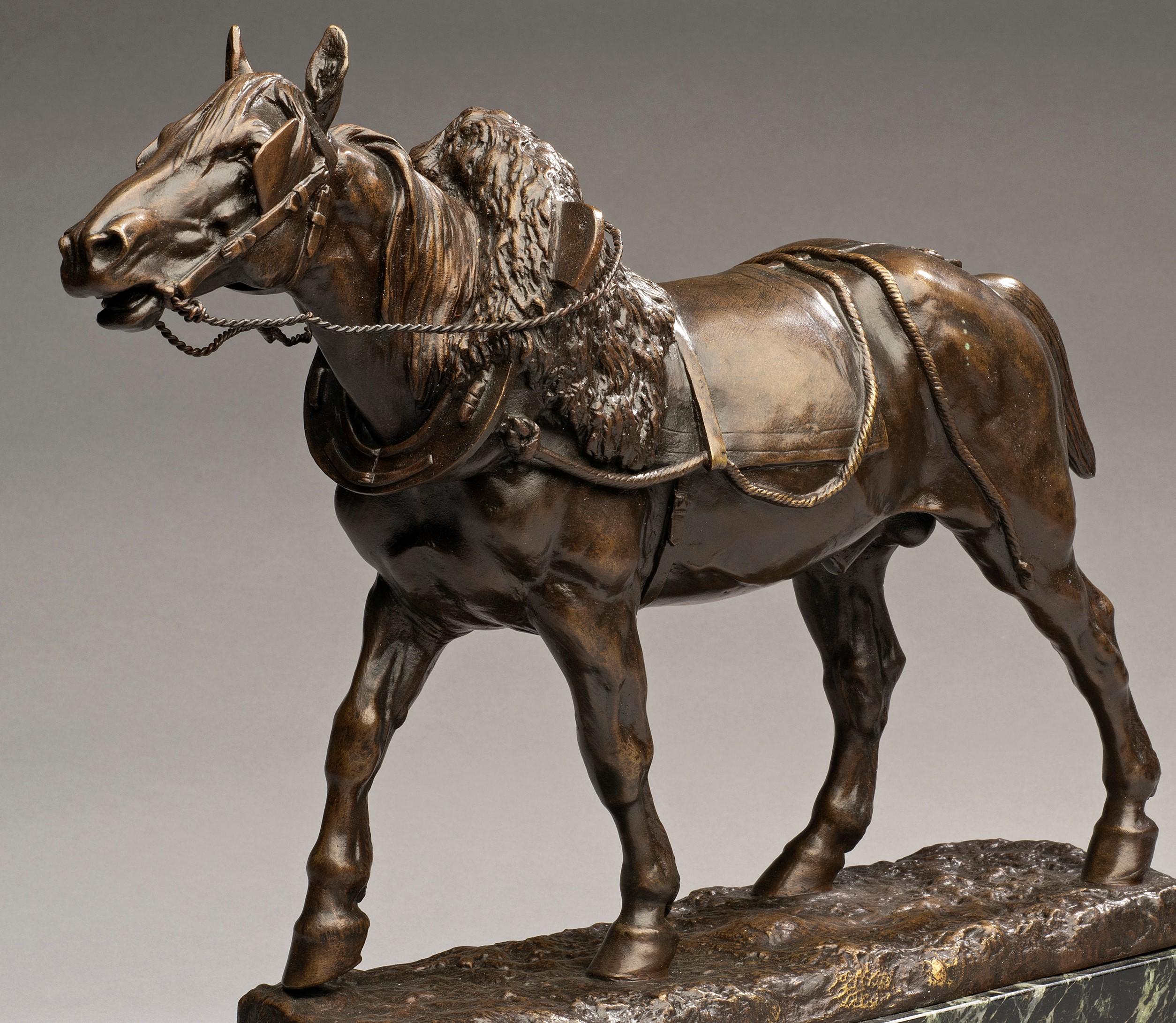 Antique Bronze Portrait Draft Horse by Isidore Jules Bonheur (France, 1827-1901)