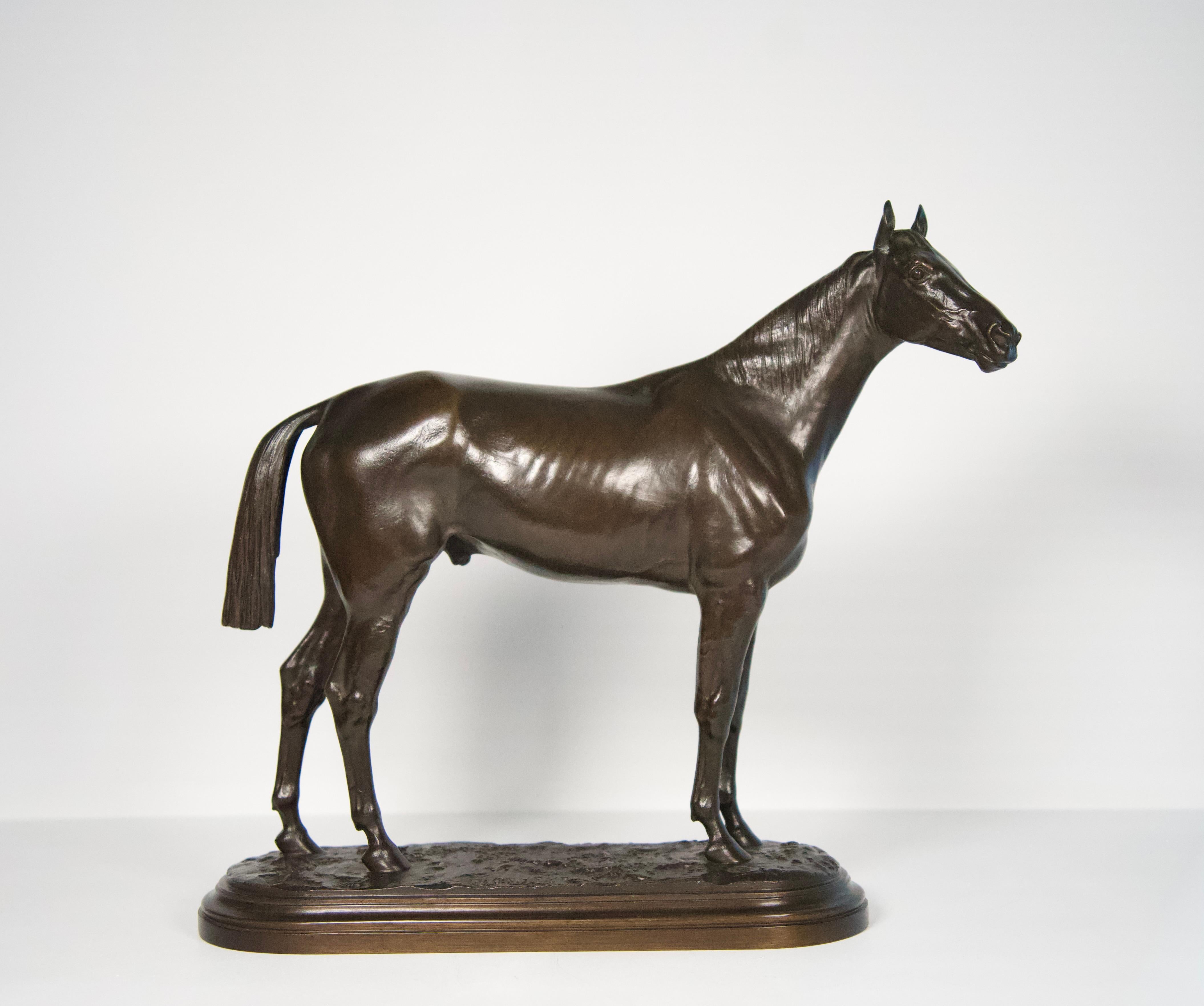 Isidore Jules Bonheur Figurative Sculpture - Gladiateur, vainqueur du Derby d'Epsom de 1865 - Sculpture de cheval en bronze