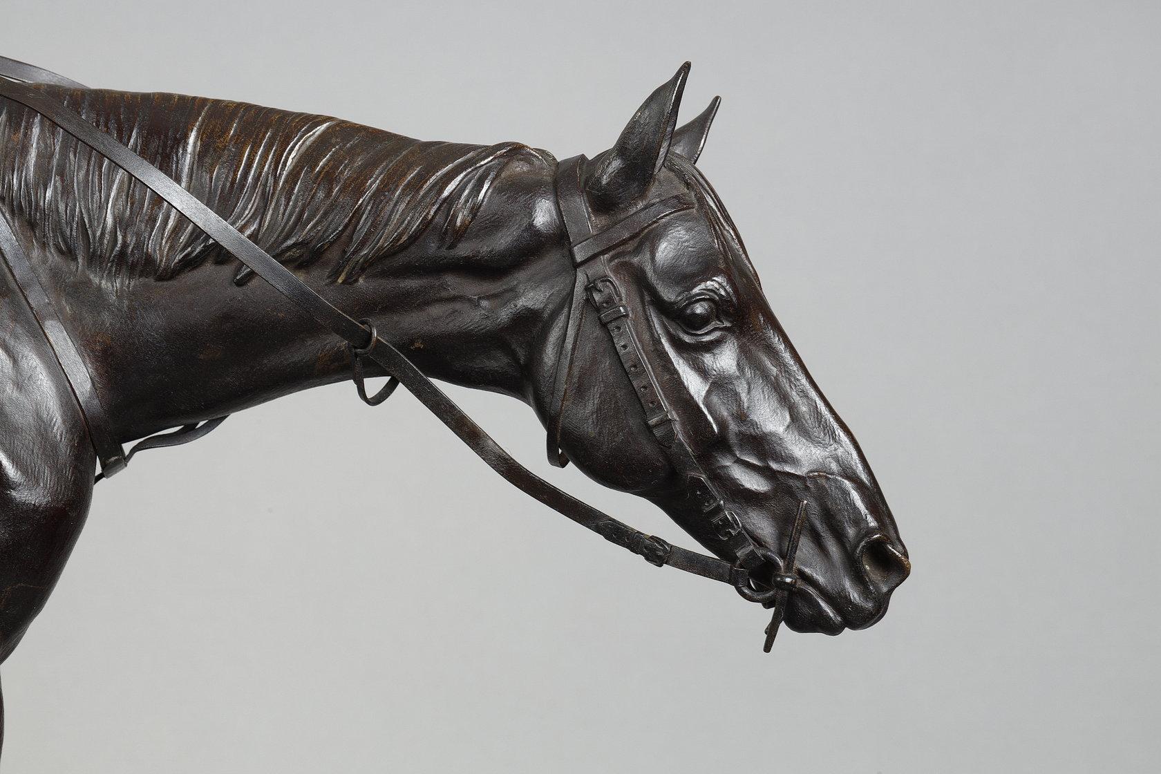 Jockey Ganador
por Isidore BONHEUR (1827-1901)
 
Raro y magnífico grupo de bronce con pátina marrón oscura
Firmado en la base 
