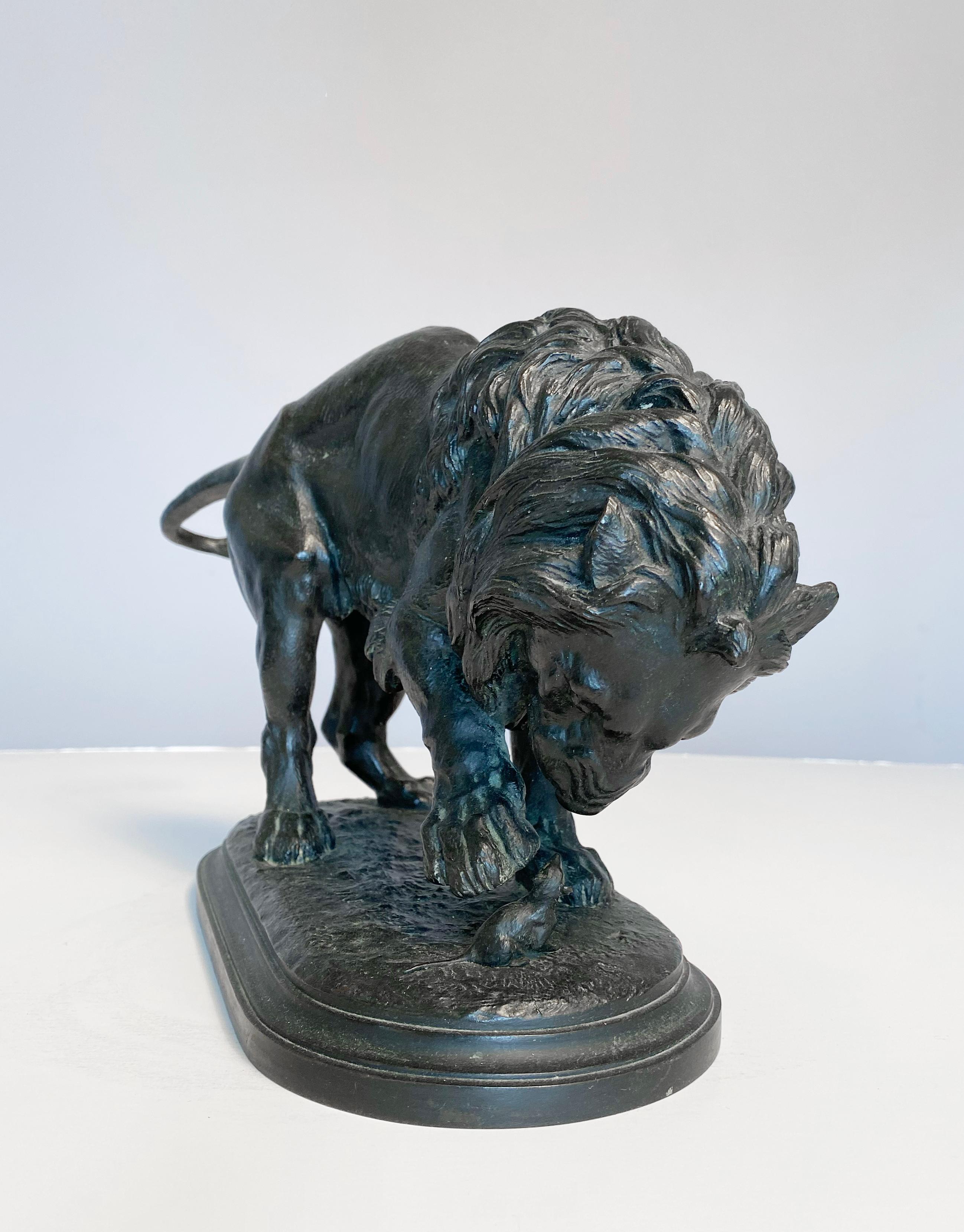 Lion et souris - Sculpture de Isidore Jules Bonheur