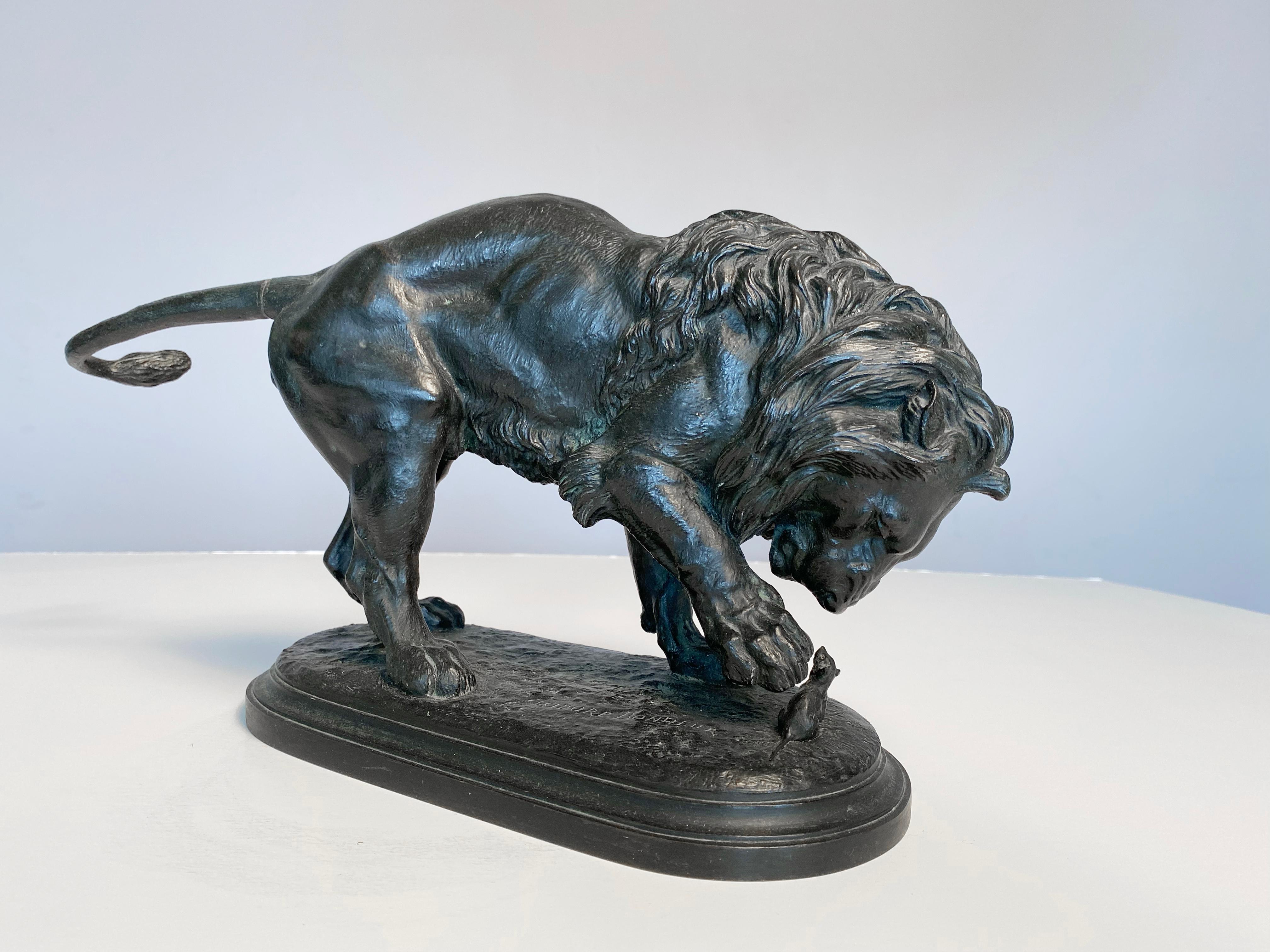 Still-Life Sculpture Isidore Jules Bonheur - Lion et souris