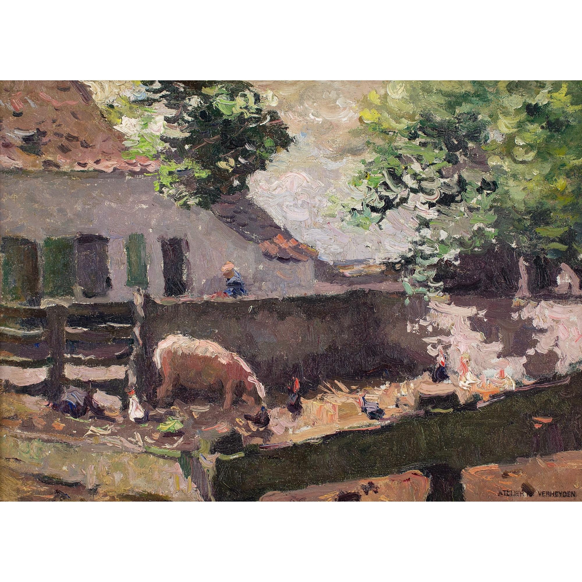 Isidore Verheyden, Study Of A Farmyard, Oil Painting For Sale 1