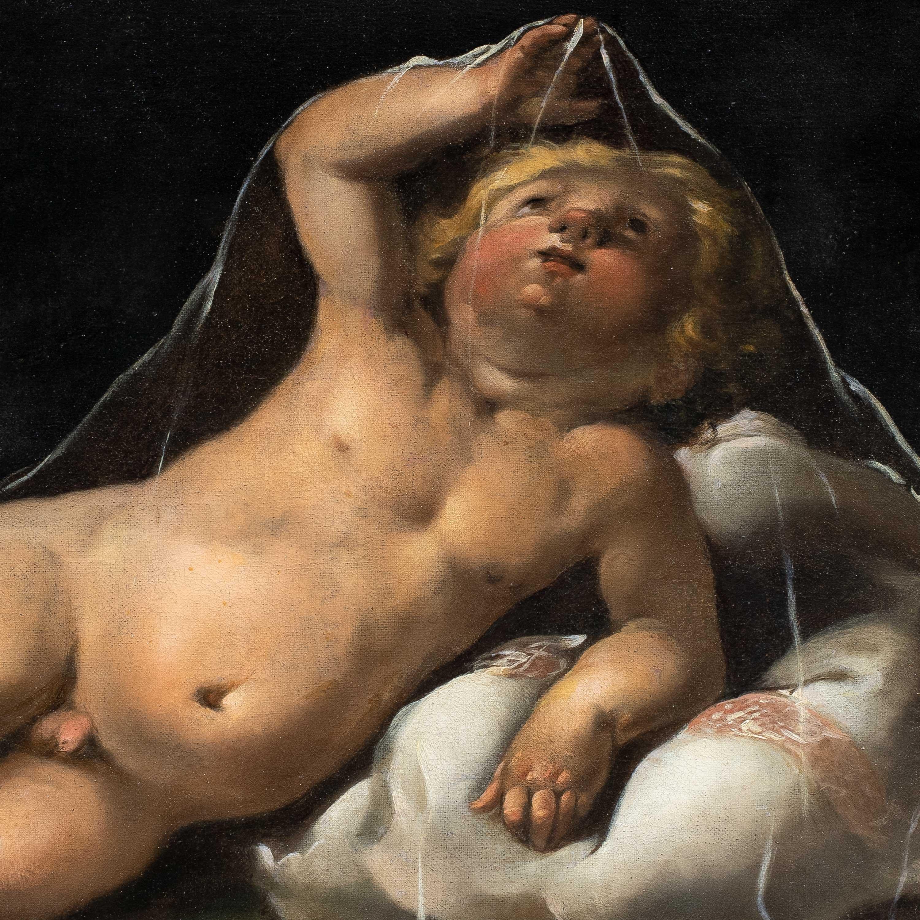 sidoro Bianchi (Baroque master) - 17th century figure painting - Putto plays - Painting by Isidoro Bianchi