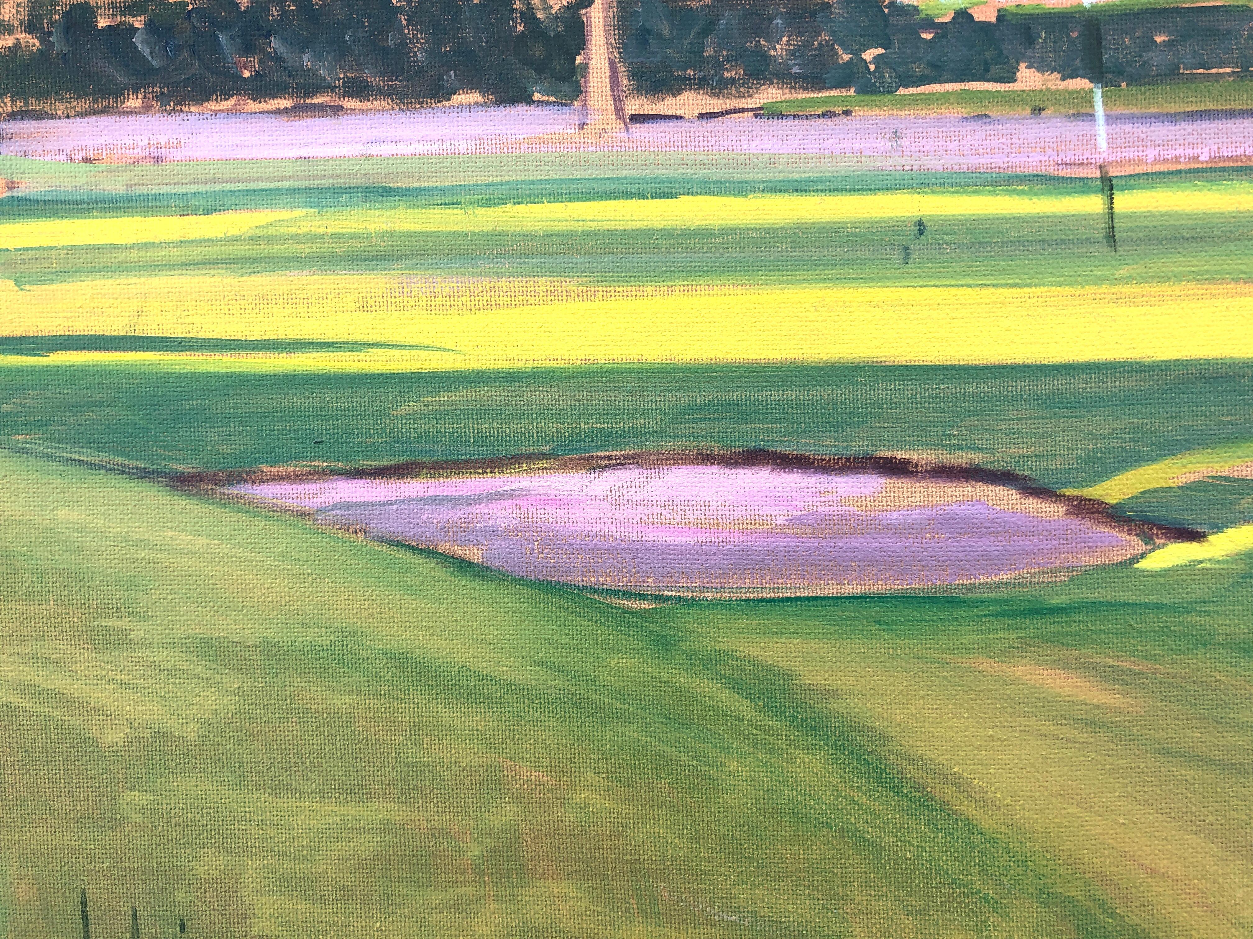 Huile sur toile La Quinta golf Marbella, Espagne, paysage écossais - Postmoderne Painting par Isidoro Lazaro