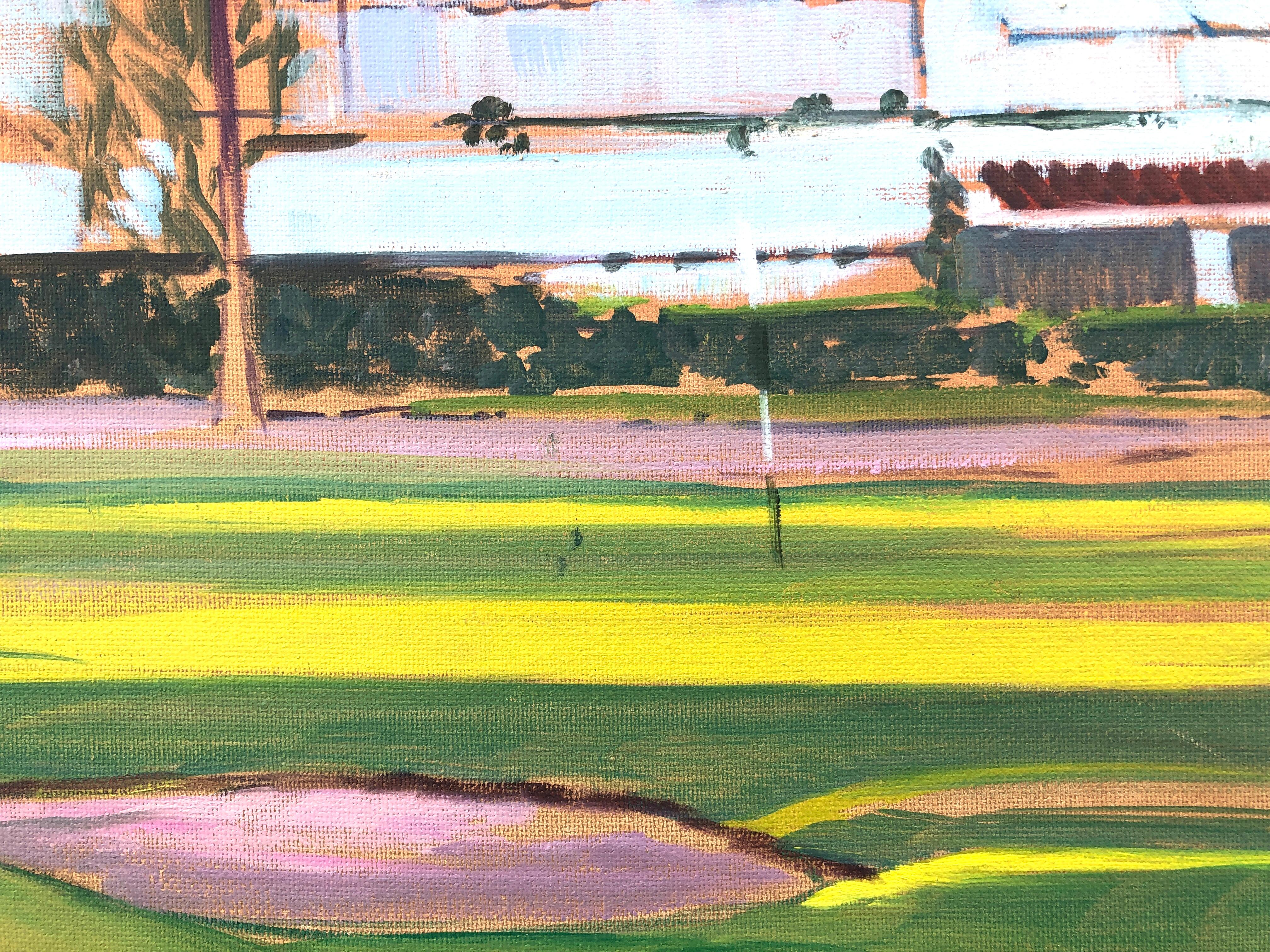 Huile sur toile La Quinta golf Marbella, Espagne, paysage écossais - Marron Landscape Painting par Isidoro Lazaro