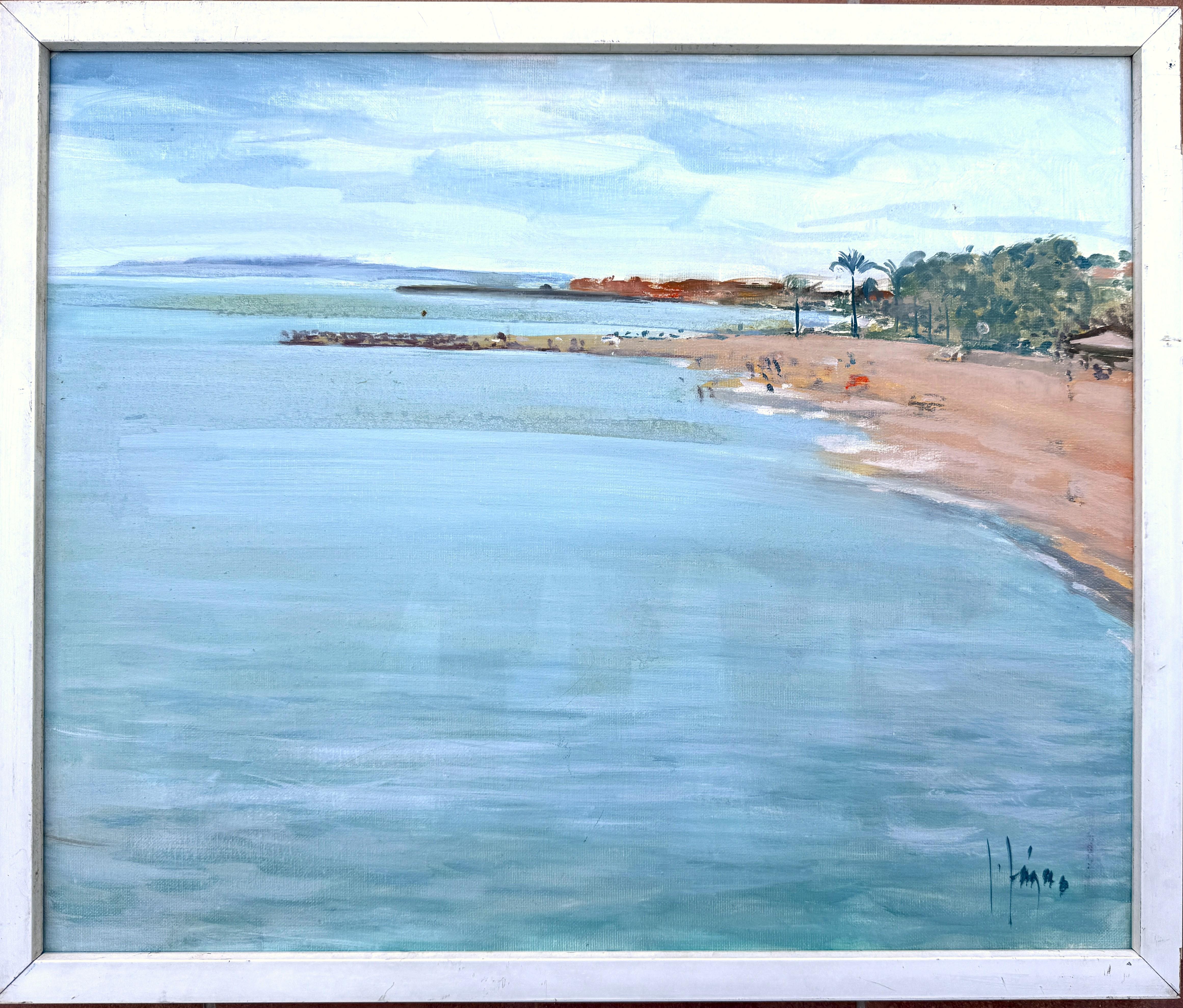 Marbella beach Spain spanish seascape mediterranean art oil on canvas - Painting by Isidoro Lazaro