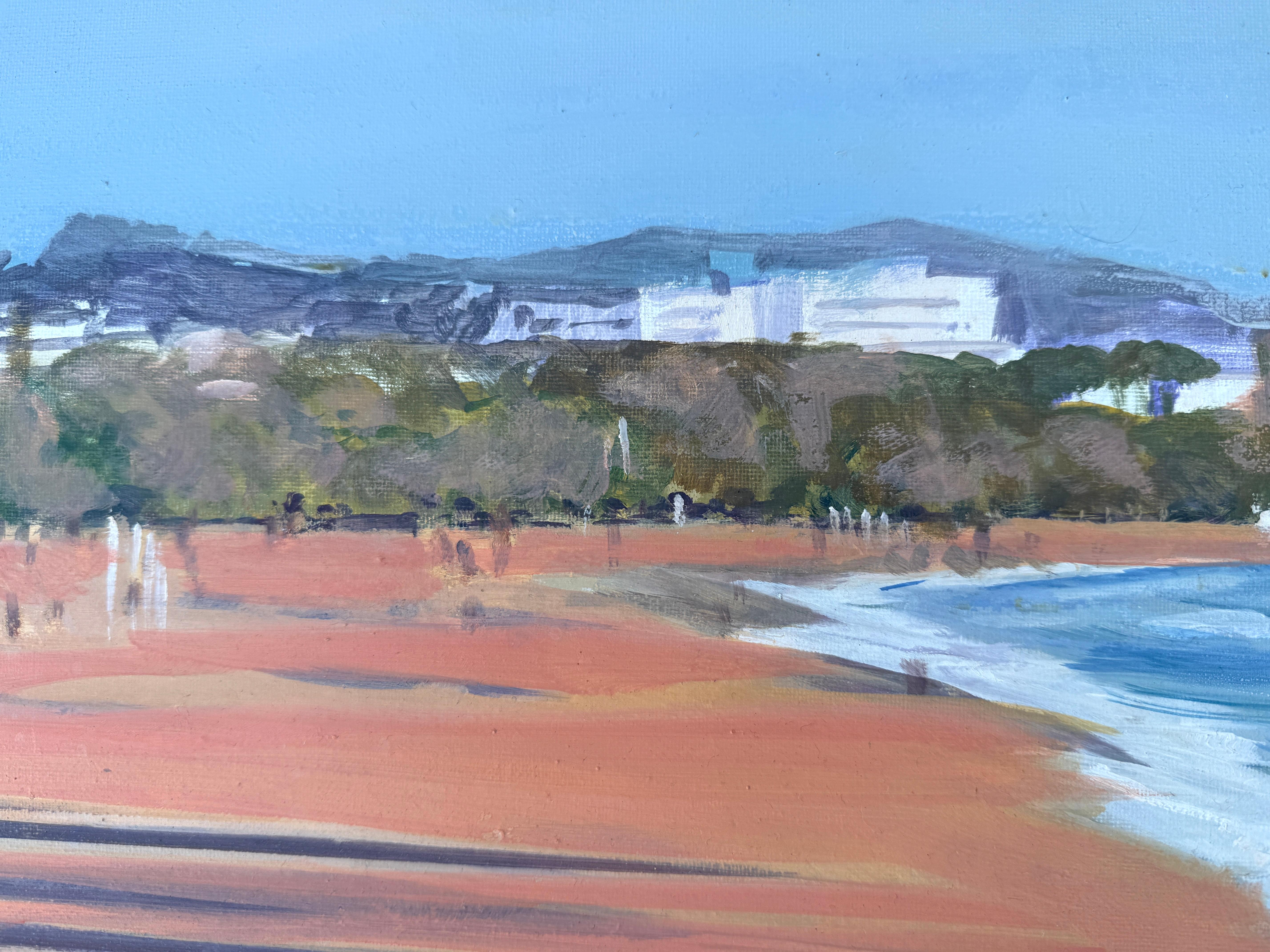 Title: Playa de Marbella (Marbella Beach)
Artist: Isidoro Lázaro Ferré (Barcelona, 1949)
Medium: Oil on canvas
Dimensions: 60 × 73 cm (23.6 × 28.7 in)
Dimensions with frame: 71 × 84 cm (28 × 33.1 in)
Signature: Signed lower right: “I.