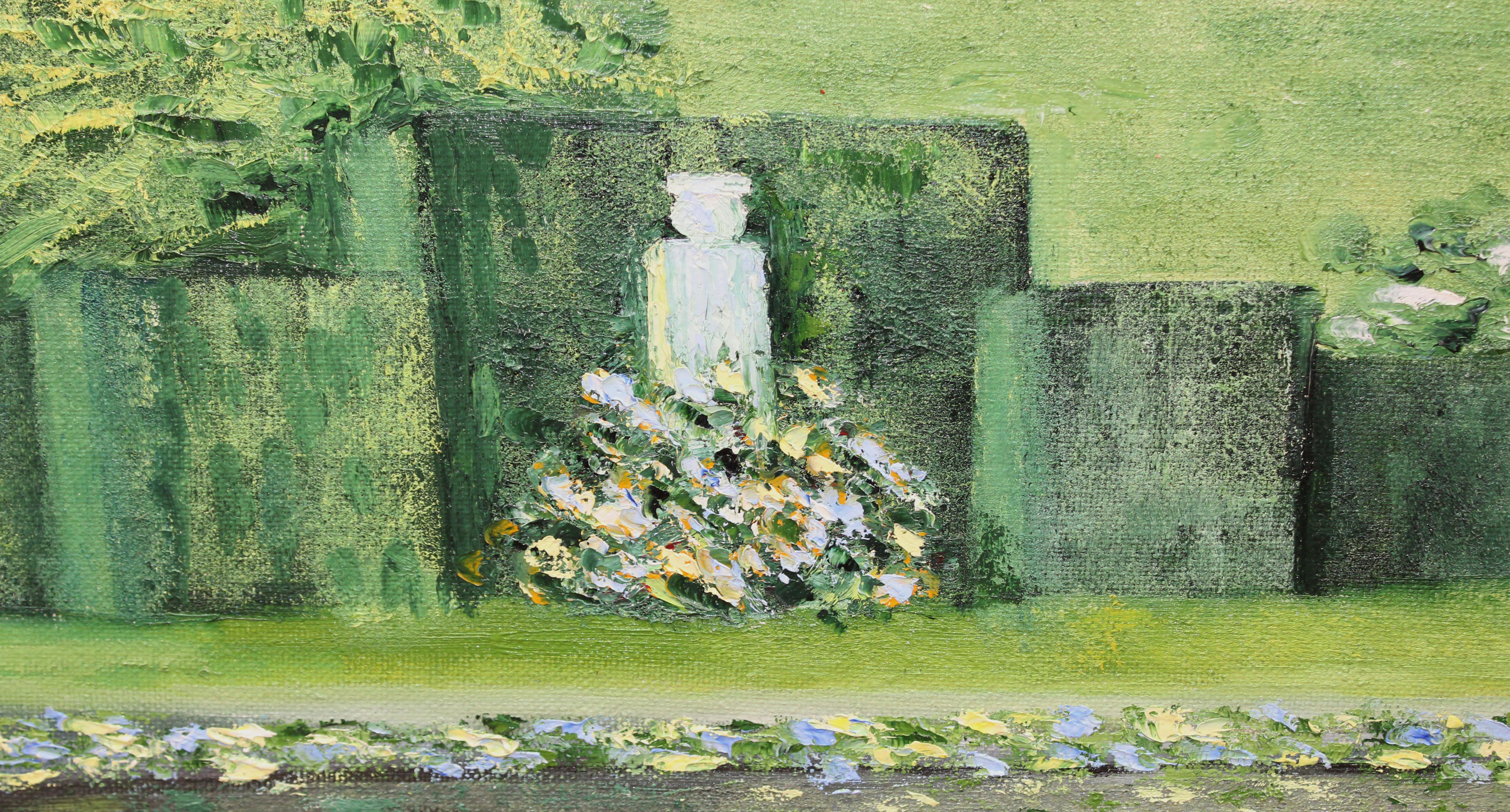 Óleo sobre tela - Jardín de Knightshayes - Año 2000 (Grau), Landscape Painting, von Isidre Cistaré