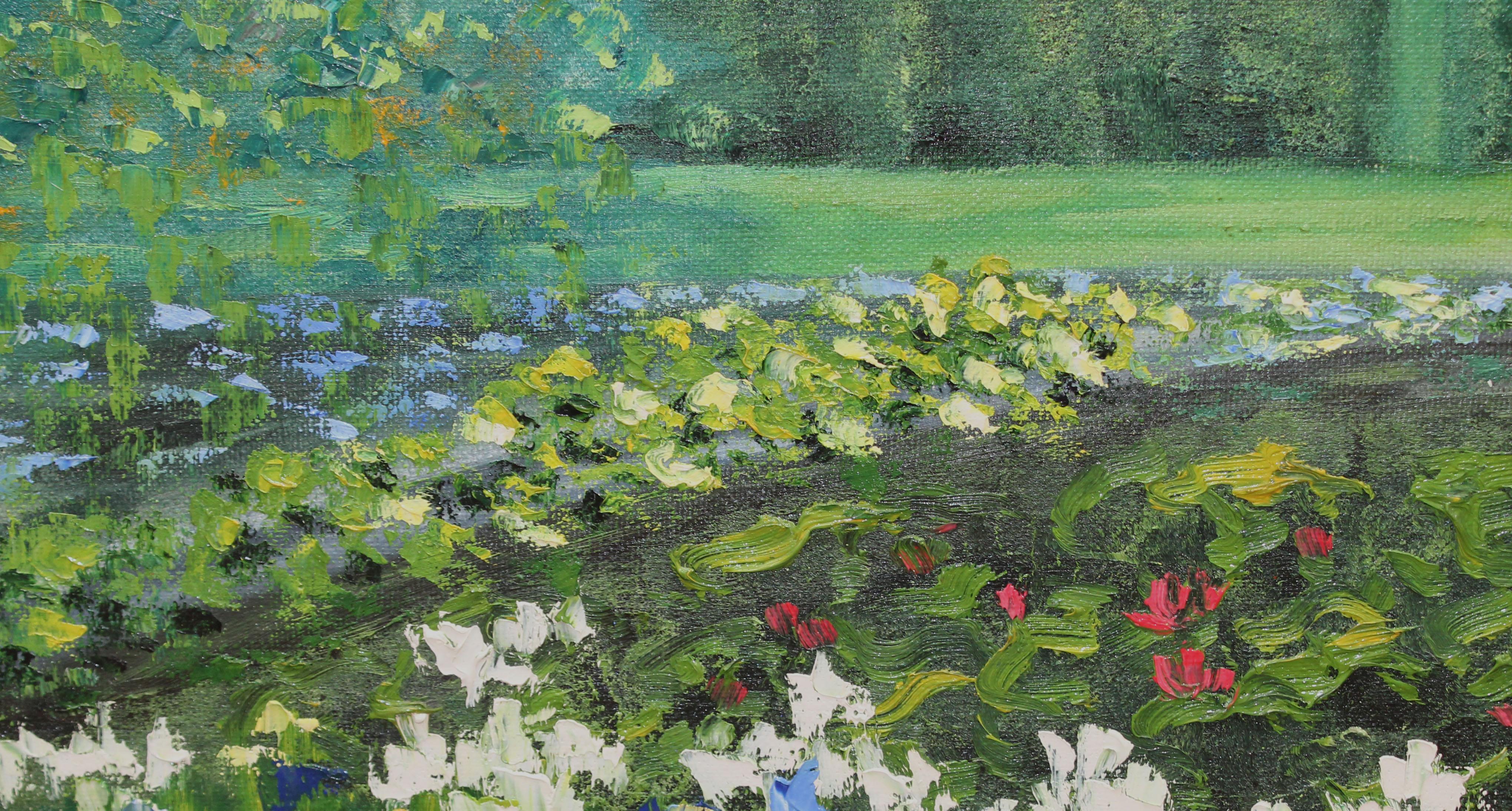 Óleo sobre tela - Jardín de Knightshayes - Año 2000 im Angebot 1
