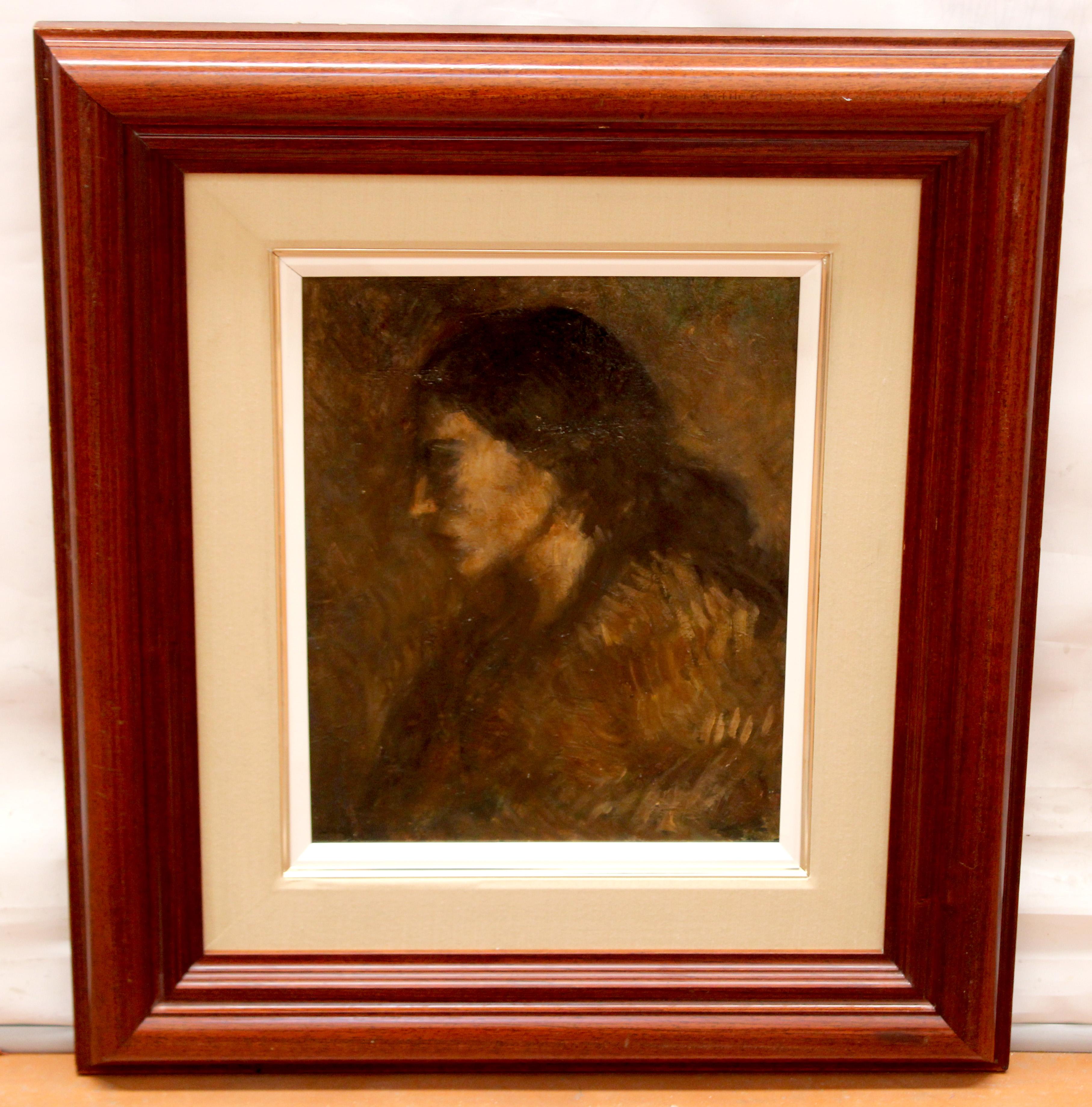 Retrato de gitana - Óleo sobre tablex - Painting by Isidre Nonell i Monturiol