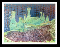 Cahue  .Bodegon auf dem Boten    Abstraktes Gemälde auf Acryl-Leinwand