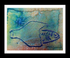  Cahue    effect poisson original abstraite peinture sur papier acrylique