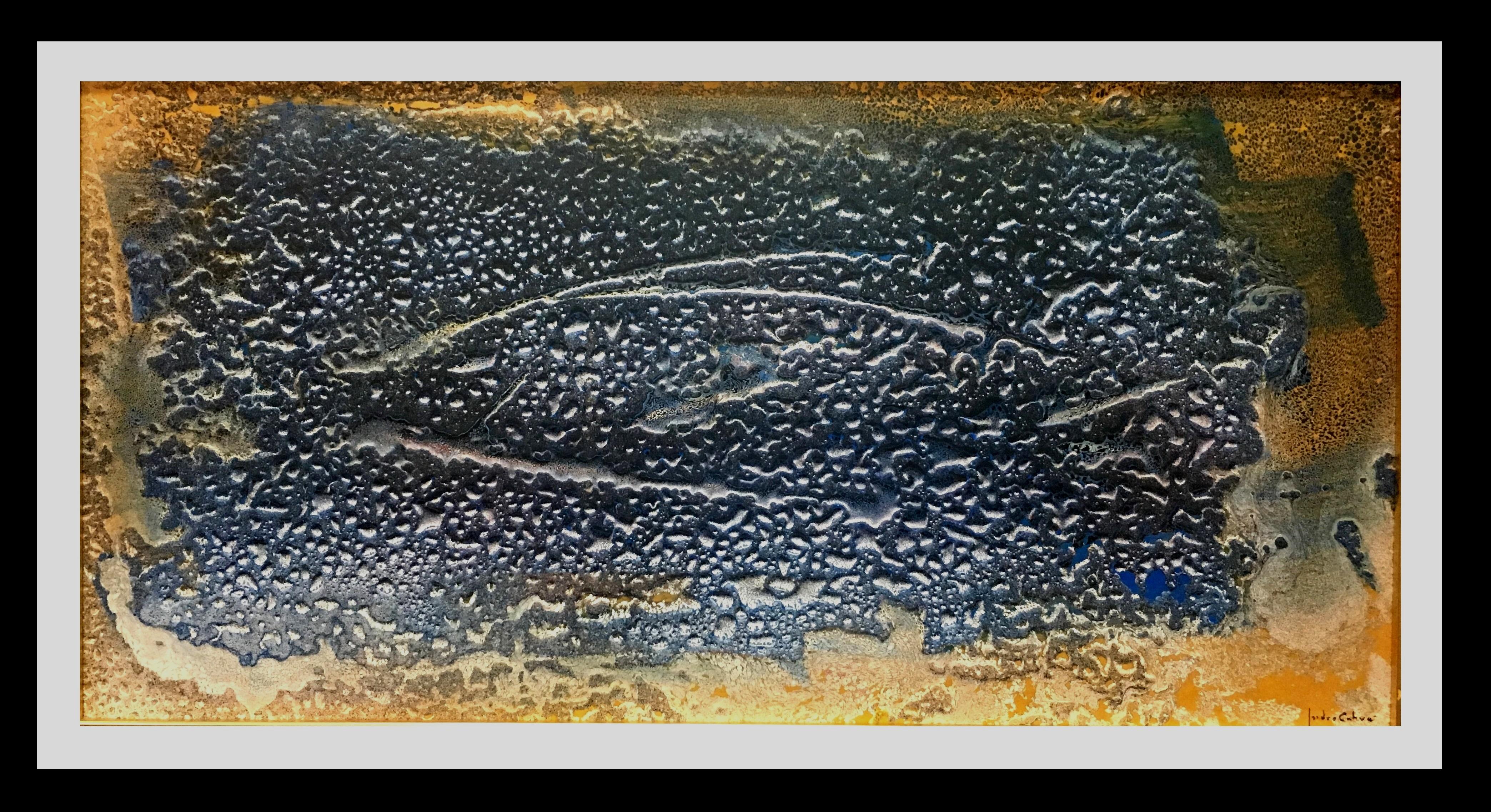 Cahue 9   fish in the sea   original abstract acrylic  painting - Painting by Isidro Cahue