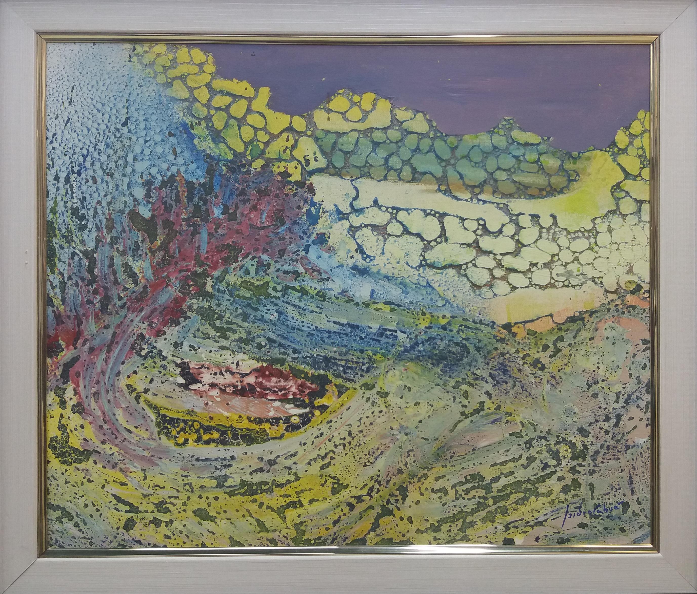 Cahue  drops effect  abstract. original. acrylic canvas painting - Abstract Painting by Isidro Cahue