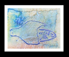 Cahue    drops effect. fish original abstract acrylic paper painting