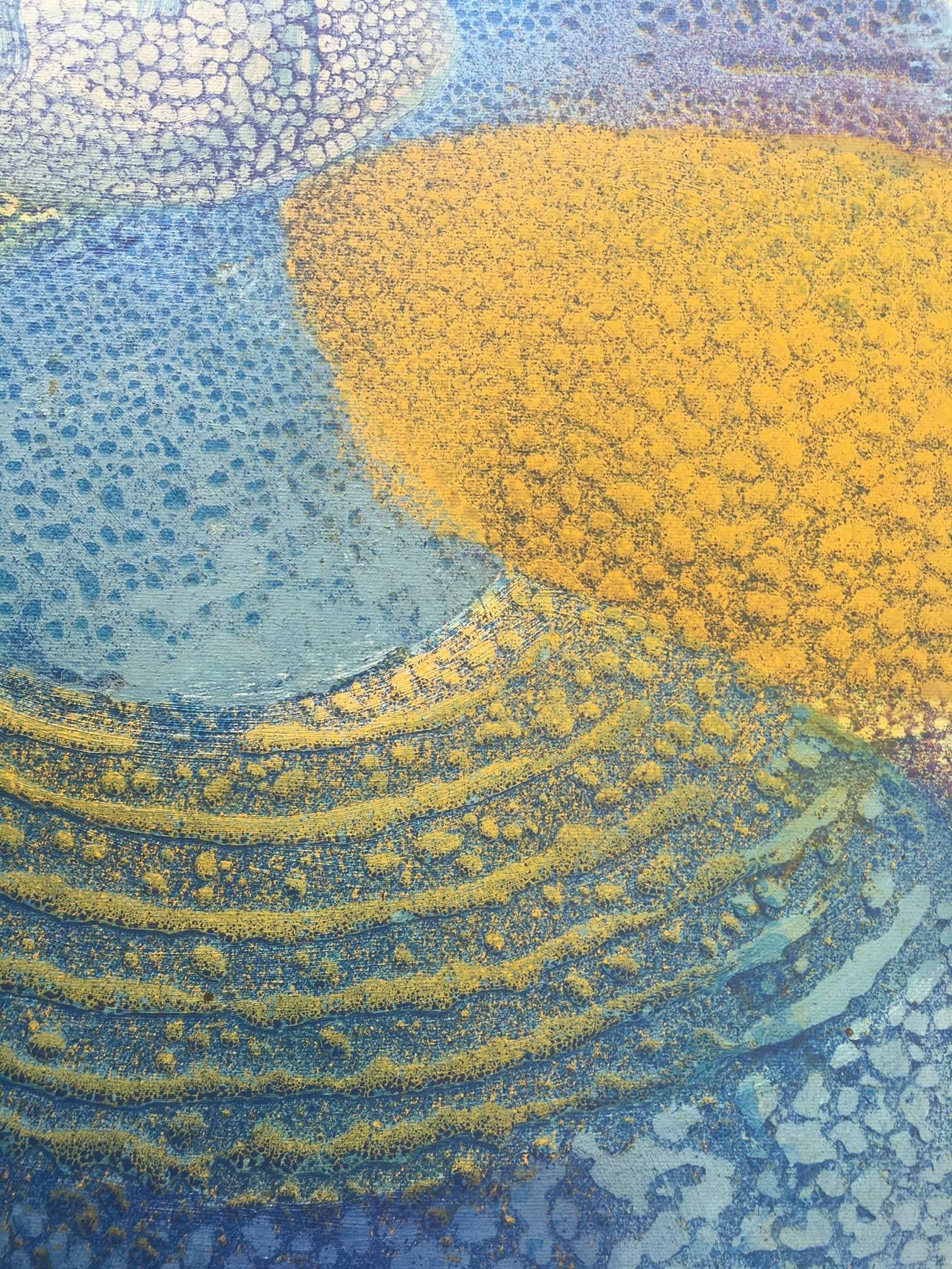 I. Cahue 12 Maternity in Blues Red original abstract acrylic canvas painting (Zeitgenössisch), Painting, von Isidro Cahue