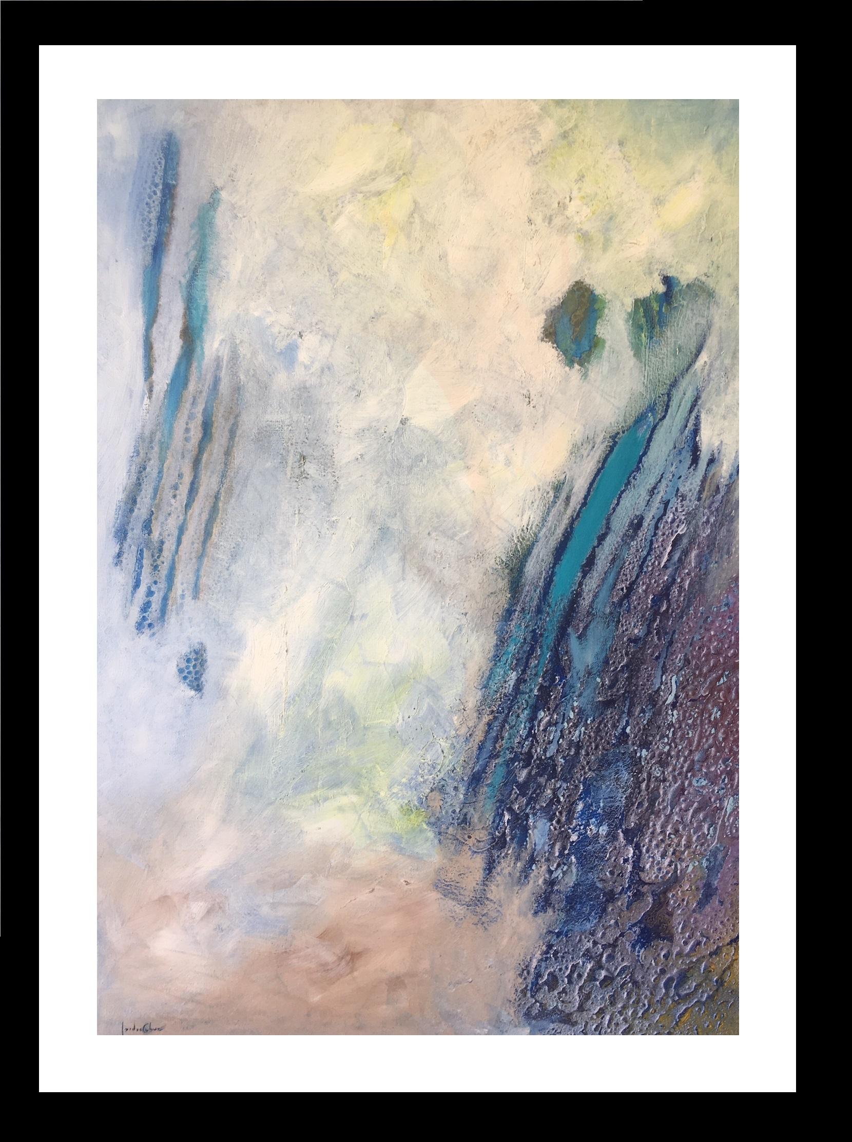 I Cahue   Paysage Foggy. Peinture abstraite originale sur toile à l'acrylique - Painting de Isidro Cahue