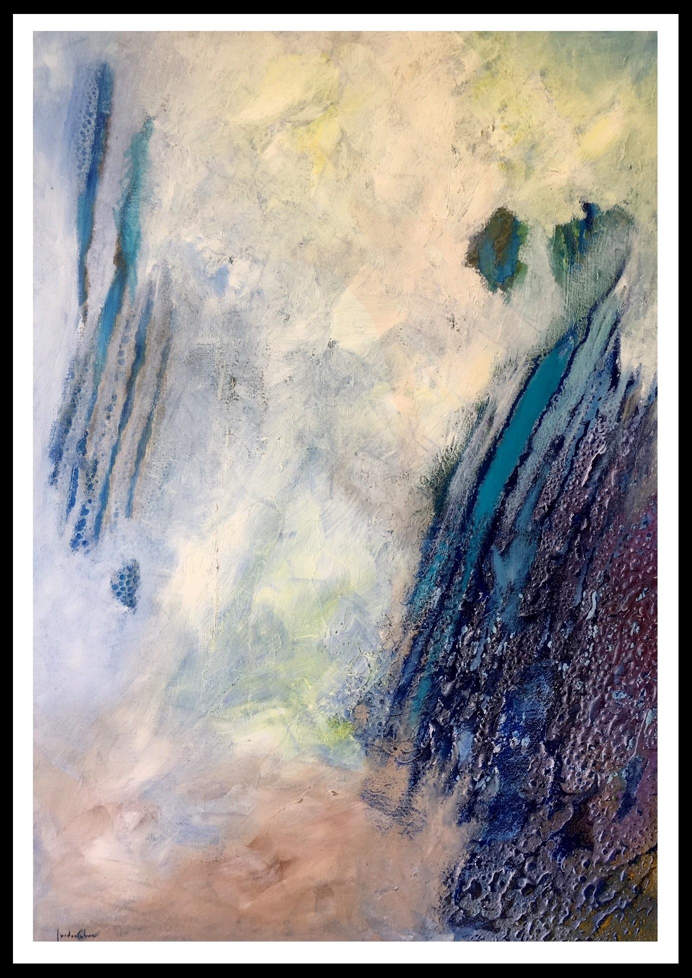 Isidro Cahue Abstract Painting - I Cahue   Foggy Landscape. original abstract acrylic canvas painting