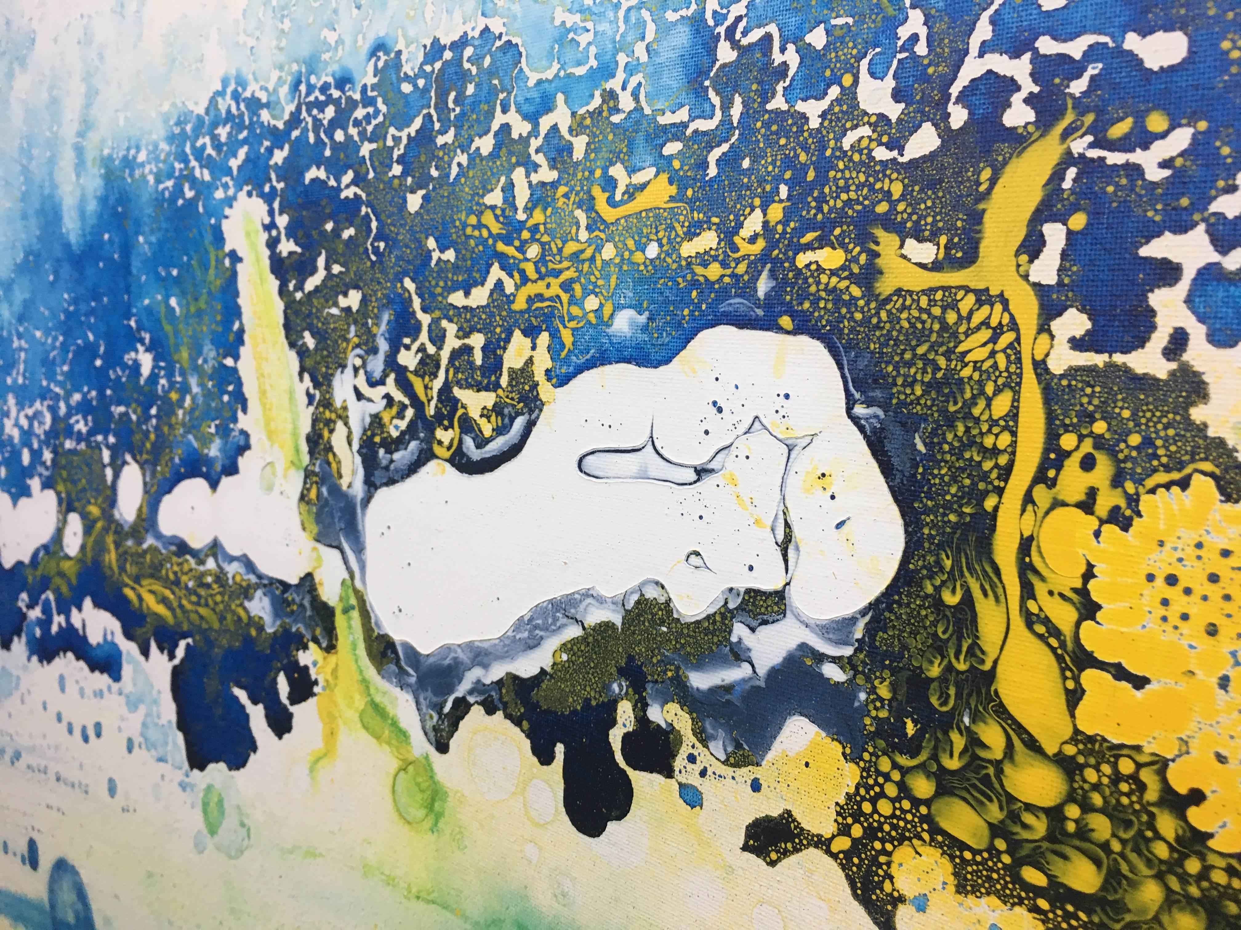 I. Cahue  paysage    peinture acrylique abstraite originale sur toile en vente 3