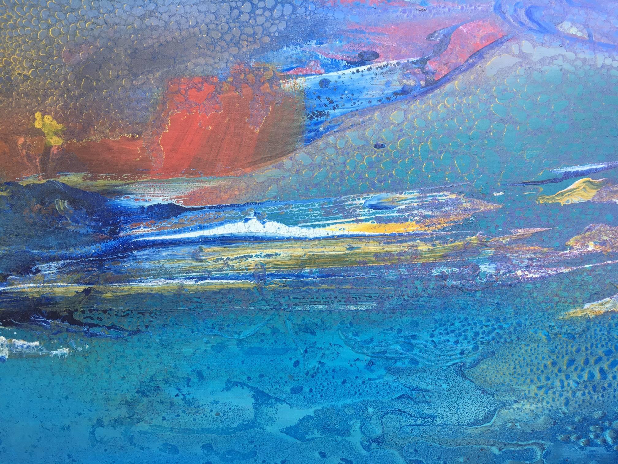 I. Cahue    Mare Blu   dipinto originale su tela acrilica astratta - Painting Astratto di Isidro Cahue